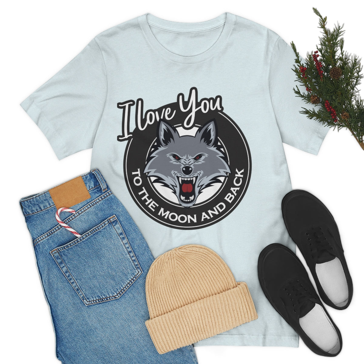 Love You To The Moon And Back Classic Wolf Stars Unisex Jersey Short Sleeve T-Shirt Ichaku [Perfect Gifts Selection]