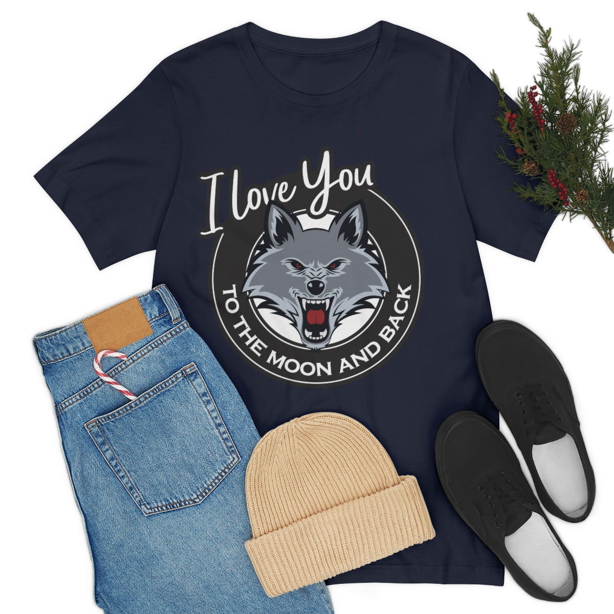 Love You To The Moon And Back Classic Wolf Stars Unisex Jersey Short Sleeve T-Shirt Ichaku [Perfect Gifts Selection]