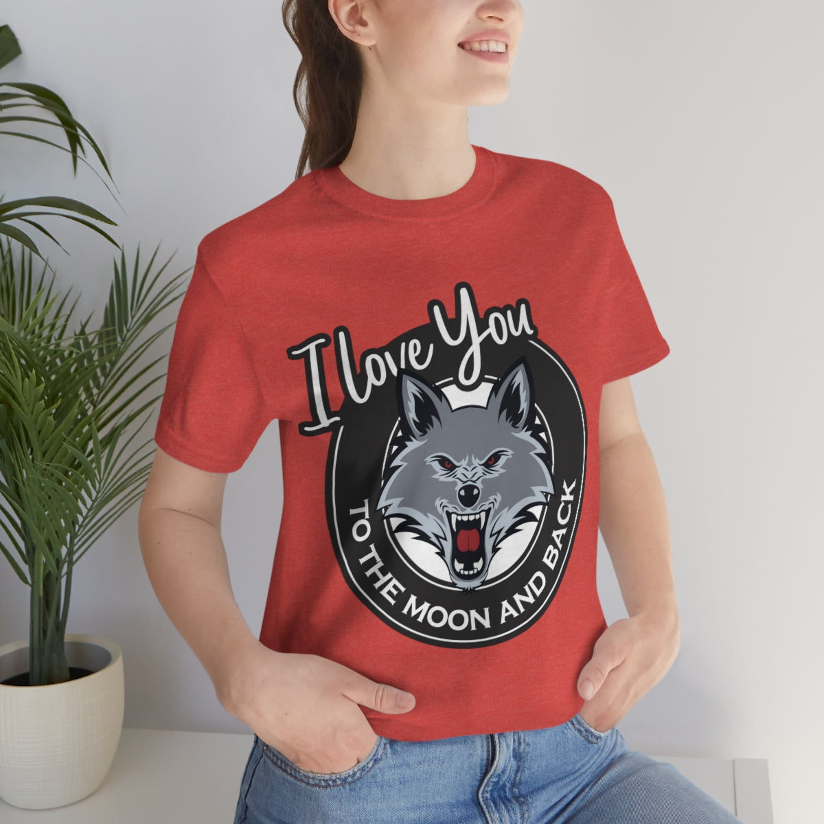 Love You To The Moon And Back Classic Wolf Stars Unisex Jersey Short Sleeve T-Shirt Ichaku [Perfect Gifts Selection]