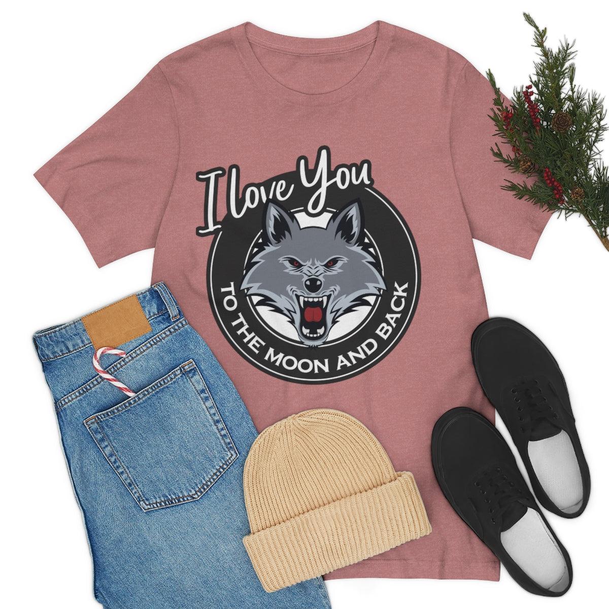 Love You To The Moon And Back Classic Wolf Stars Unisex Jersey Short Sleeve T-Shirt Ichaku [Perfect Gifts Selection]