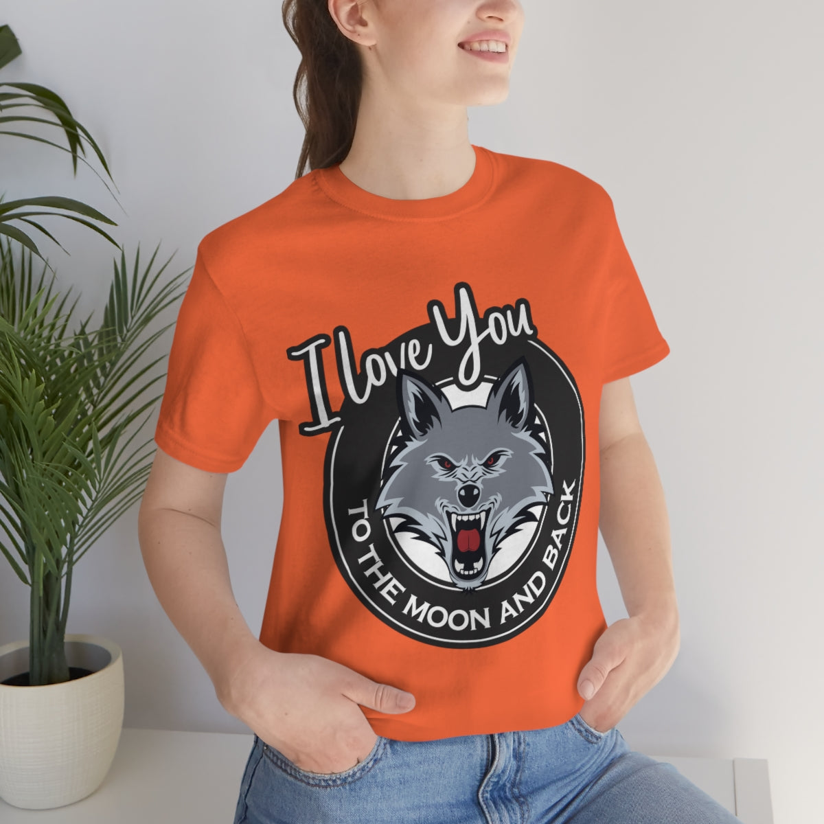 Love You To The Moon And Back Classic Wolf Stars Unisex Jersey Short Sleeve T-Shirt Ichaku [Perfect Gifts Selection]