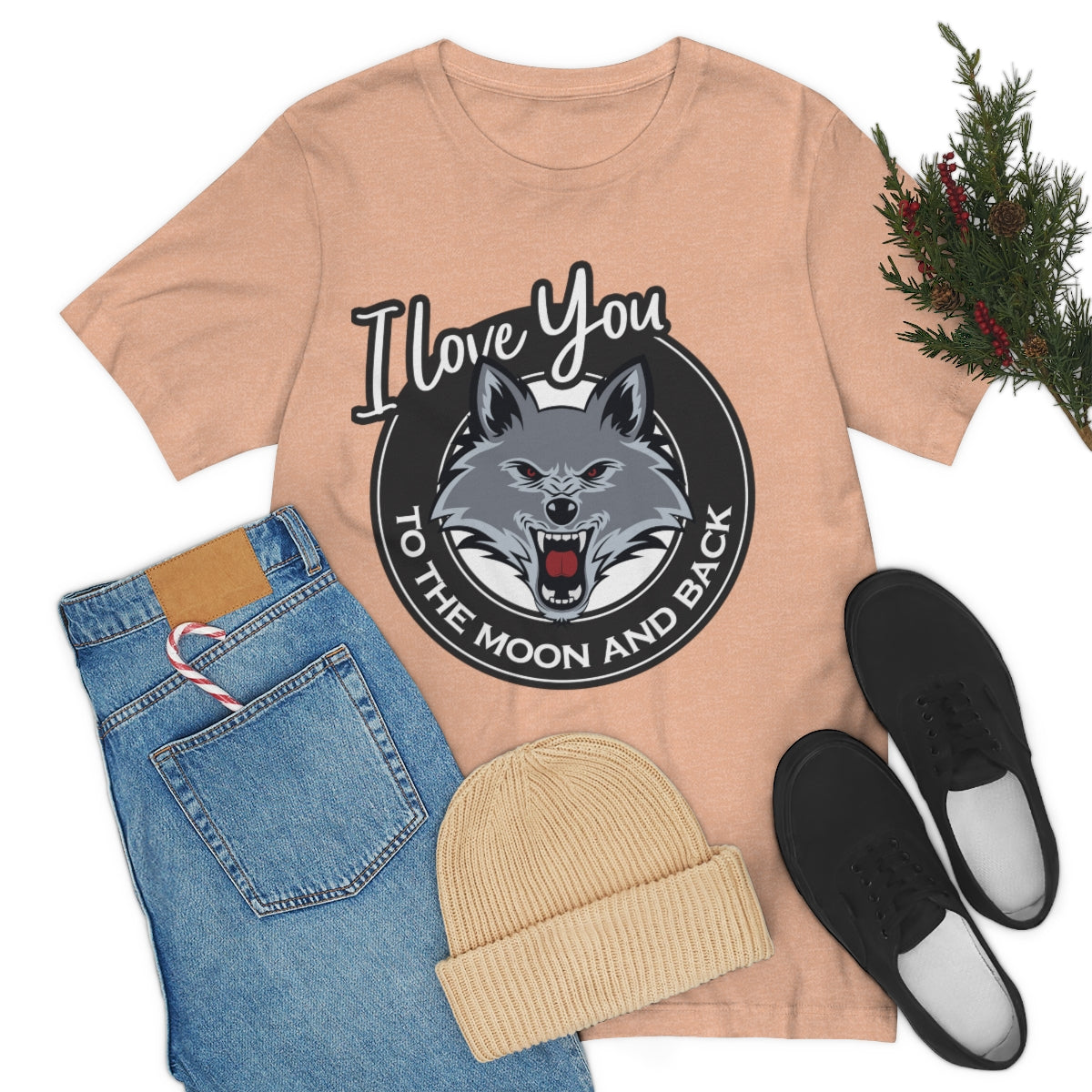 Love You To The Moon And Back Classic Wolf Stars Unisex Jersey Short Sleeve T-Shirt Ichaku [Perfect Gifts Selection]