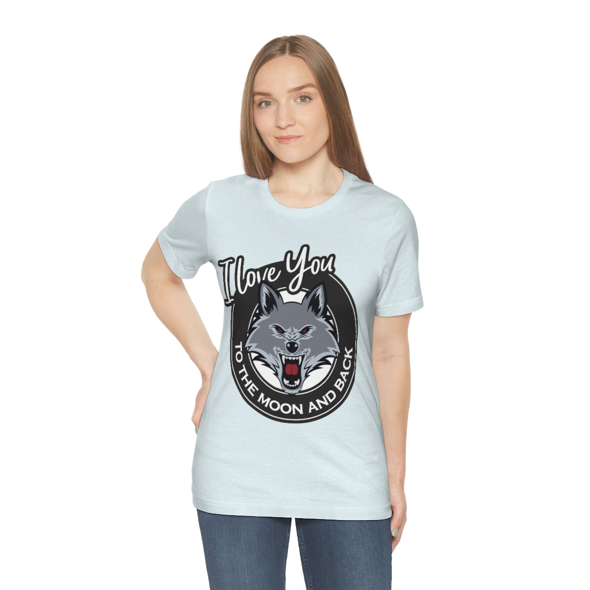 Love You To The Moon And Back Classic Wolf Stars Unisex Jersey Short Sleeve T-Shirt Ichaku [Perfect Gifts Selection]