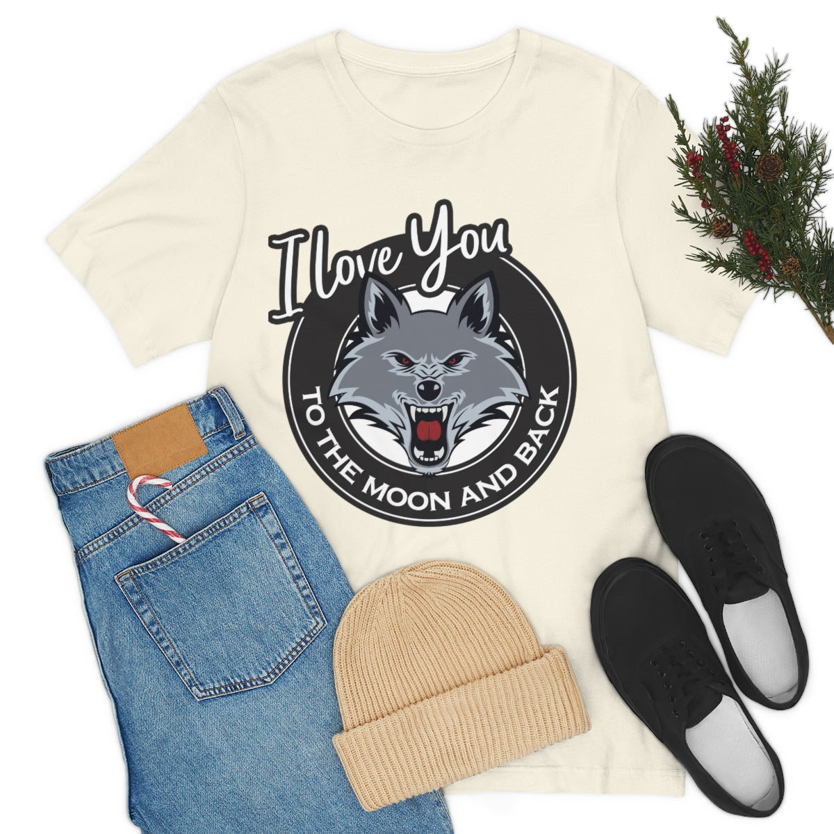 Love You To The Moon And Back Classic Wolf Stars Unisex Jersey Short Sleeve T-Shirt Ichaku [Perfect Gifts Selection]