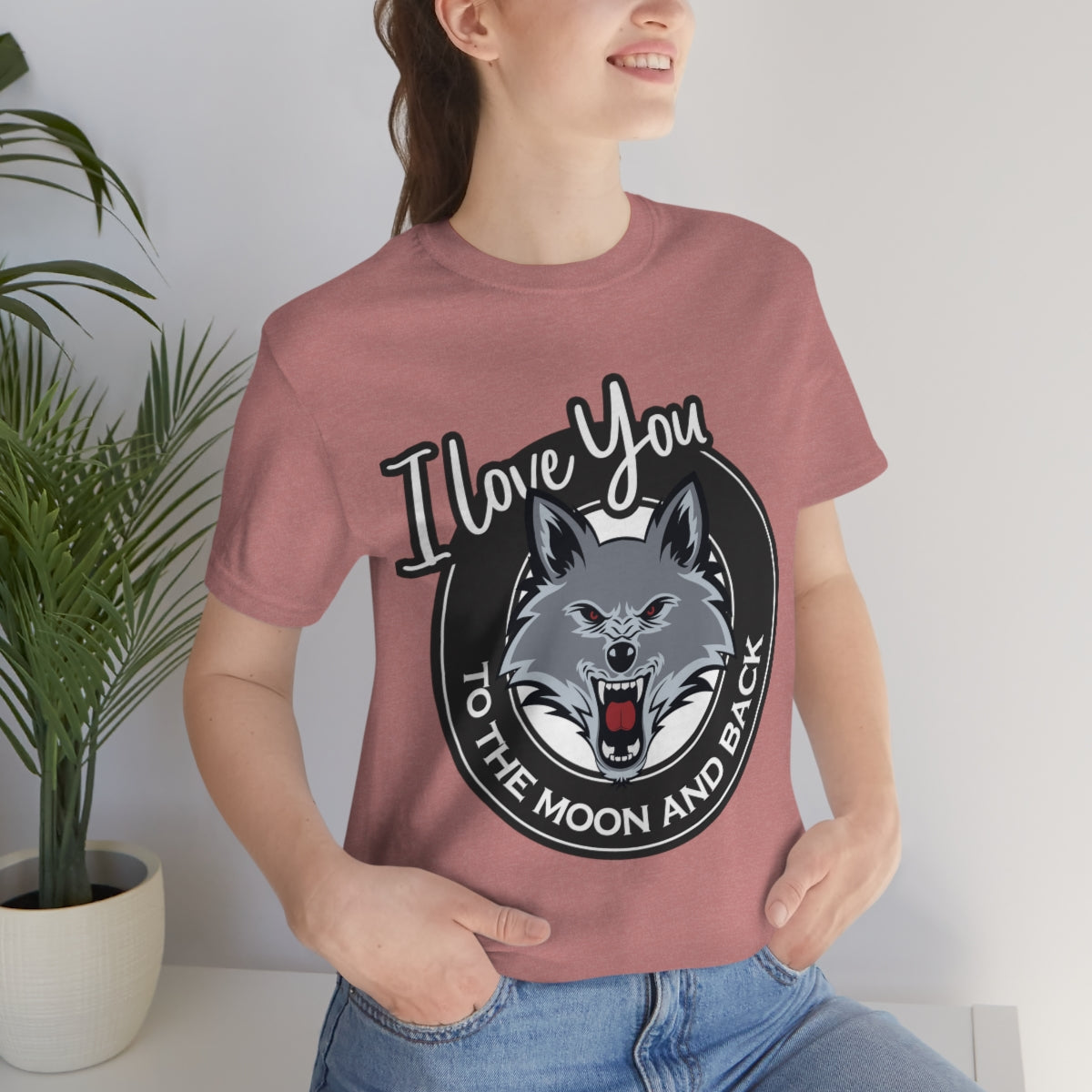 Love You To The Moon And Back Classic Wolf Stars Unisex Jersey Short Sleeve T-Shirt Ichaku [Perfect Gifts Selection]