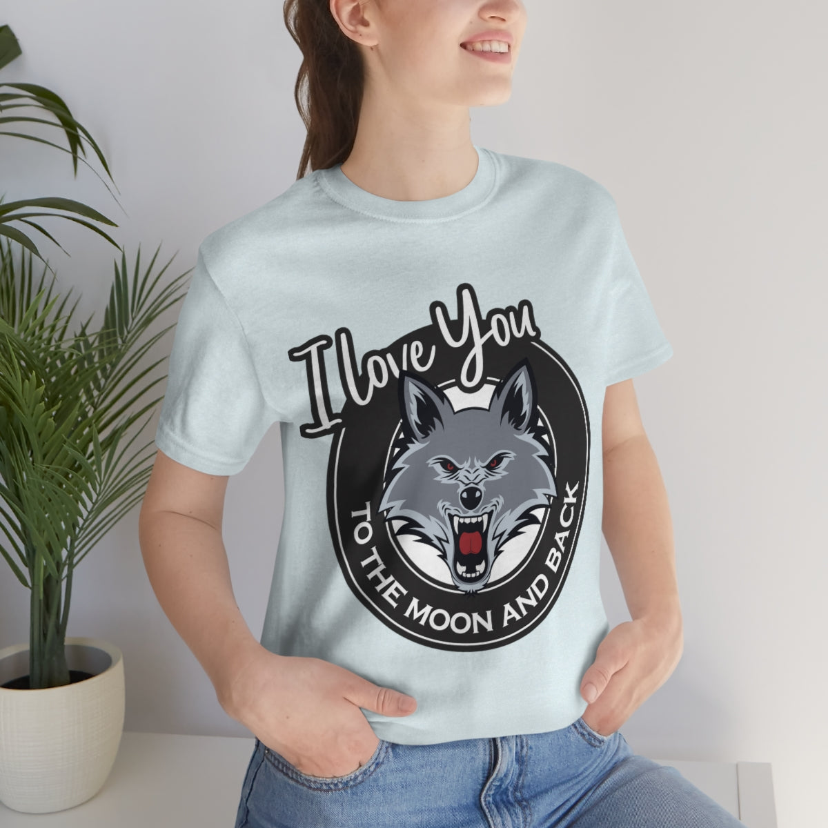 Love You To The Moon And Back Classic Wolf Stars Unisex Jersey Short Sleeve T-Shirt Ichaku [Perfect Gifts Selection]