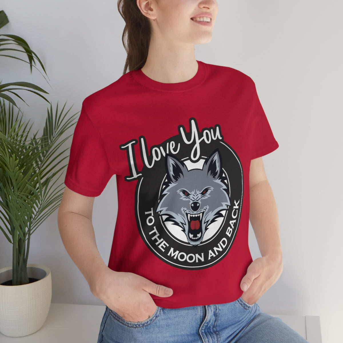 Love You To The Moon And Back Classic Wolf Stars Unisex Jersey Short Sleeve T-Shirt Ichaku [Perfect Gifts Selection]