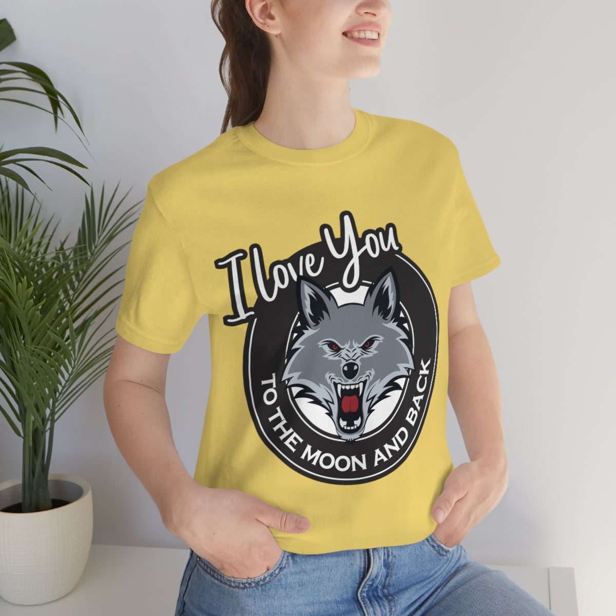 Love You To The Moon And Back Classic Wolf Stars Unisex Jersey Short Sleeve T-Shirt Ichaku [Perfect Gifts Selection]