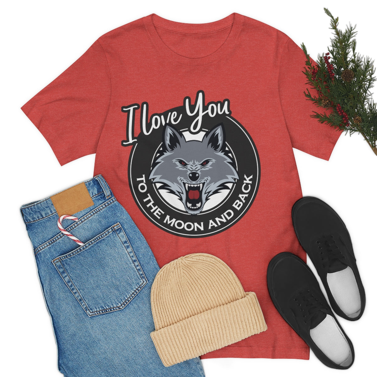 Love You To The Moon And Back Classic Wolf Stars Unisex Jersey Short Sleeve T-Shirt Ichaku [Perfect Gifts Selection]