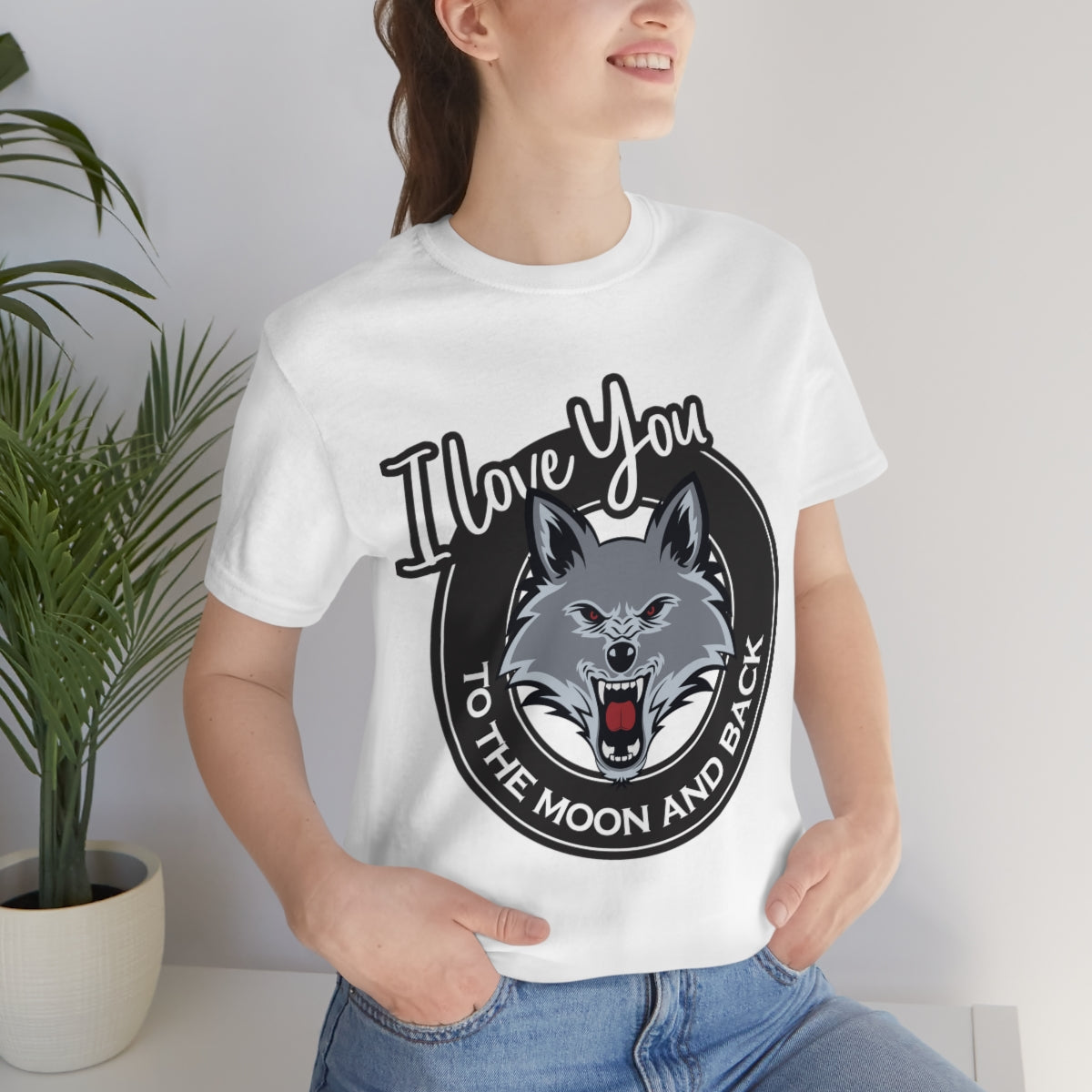 Love You To The Moon And Back Classic Wolf Stars Unisex Jersey Short Sleeve T-Shirt Ichaku [Perfect Gifts Selection]