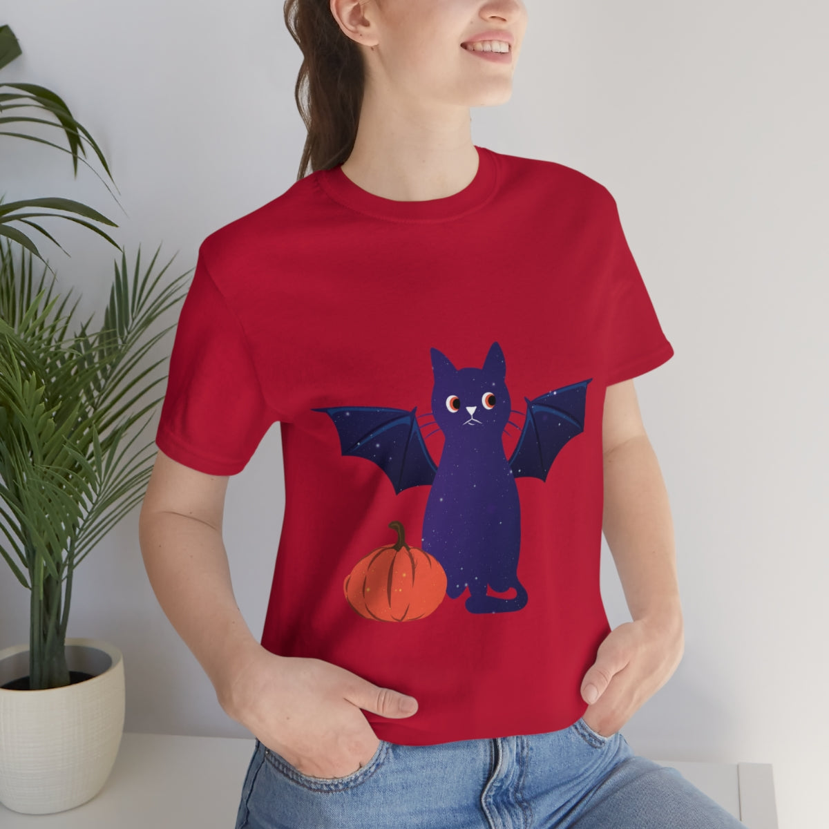 Magic Halloween Cute Universe Cat Unisex Jersey Short Sleeve T-Shirt Ichaku [Perfect Gifts Selection]