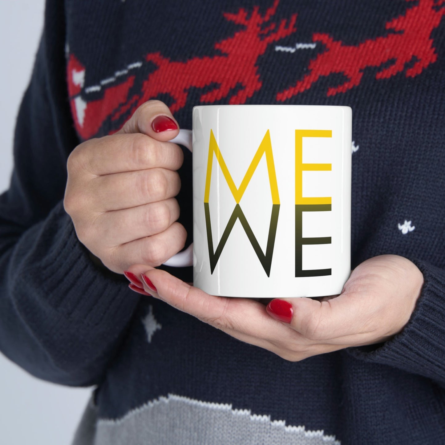 Me We Reflection Typography Romantic Motivation Slogan Ceramic Mug 11oz Ichaku [Perfect Gifts Selection]