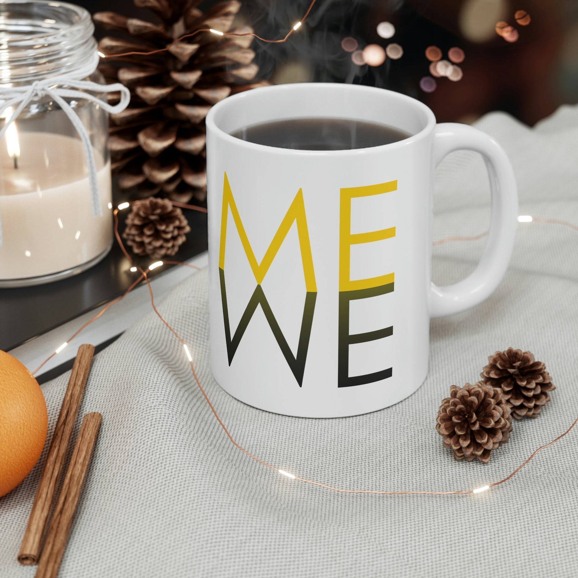 Me We Reflection Typography Romantic Motivation Slogan Ceramic Mug 11oz Ichaku [Perfect Gifts Selection]