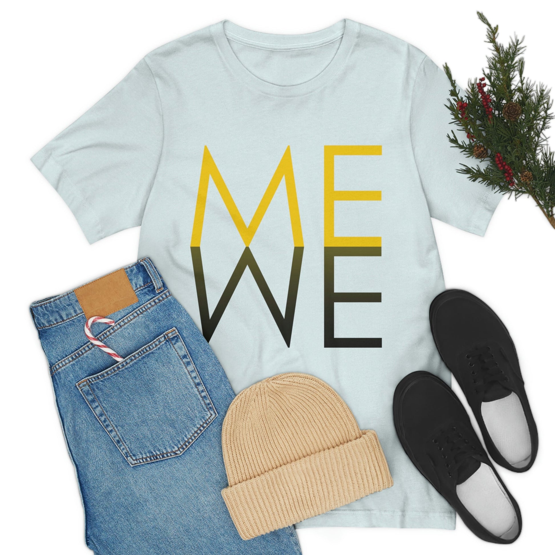 Me We Reflection Typography Romantic Motivation Slogan Unisex Jersey Short Sleeve T-Shirt Ichaku [Perfect Gifts Selection]