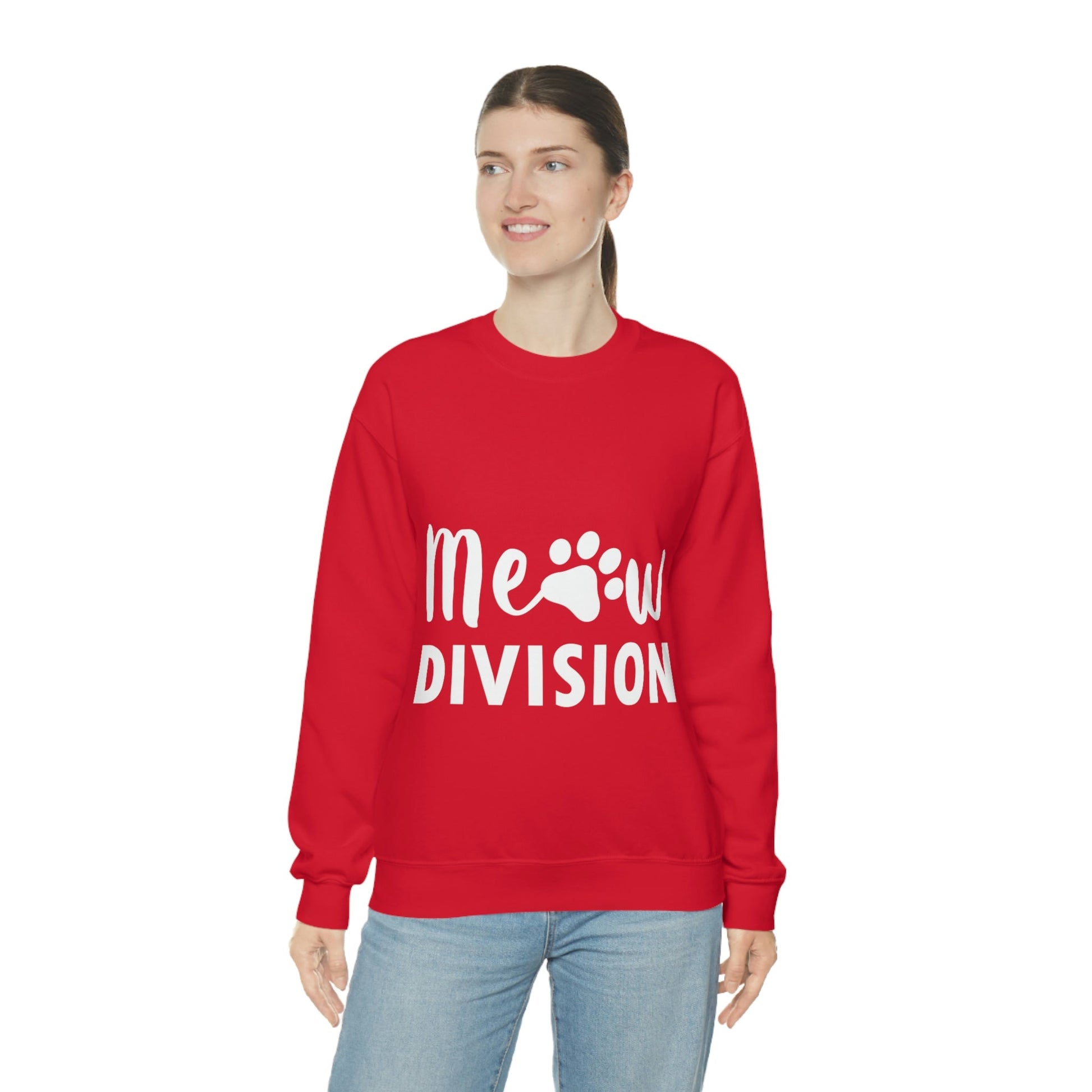 Meow Division Funny Cat Meme Quotes Unisex Heavy Blend™ Crewneck Sweatshirt Ichaku [Perfect Gifts Selection]