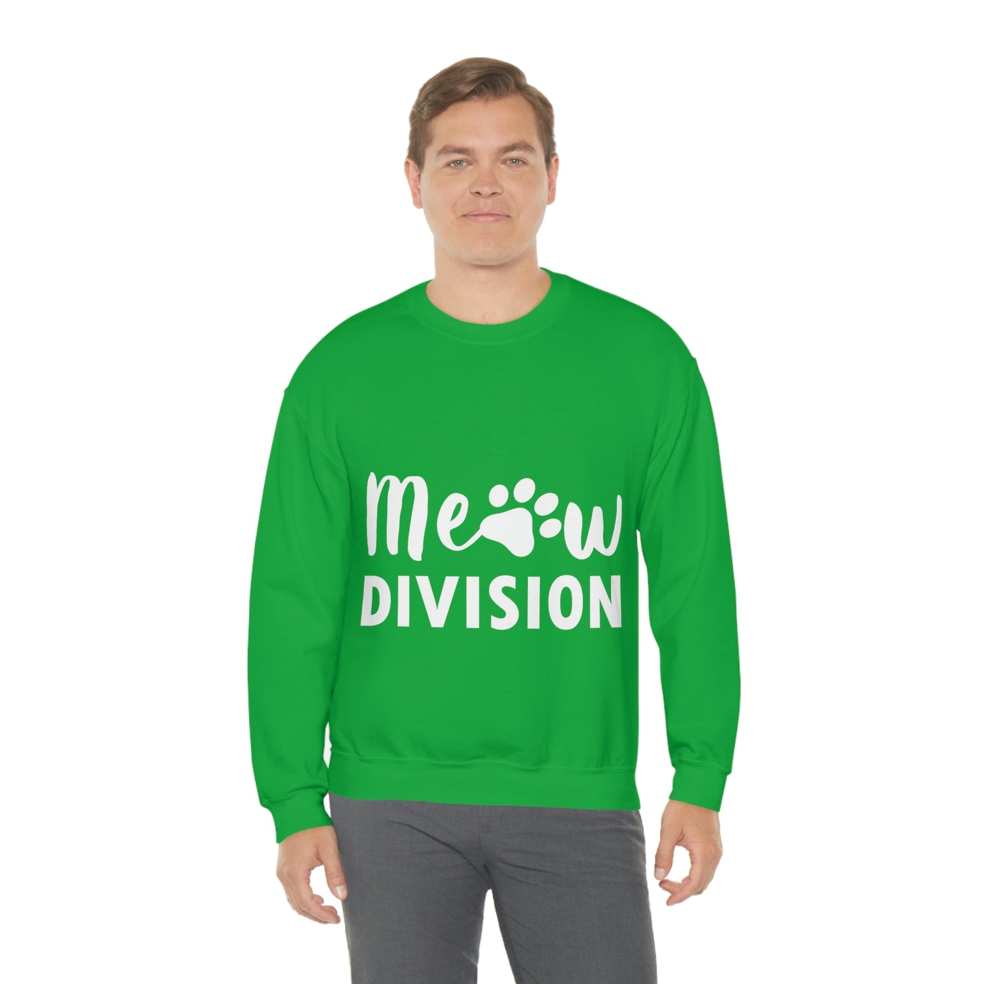 Meow Division Funny Cat Meme Quotes Unisex Heavy Blend™ Crewneck Sweatshirt Ichaku [Perfect Gifts Selection]