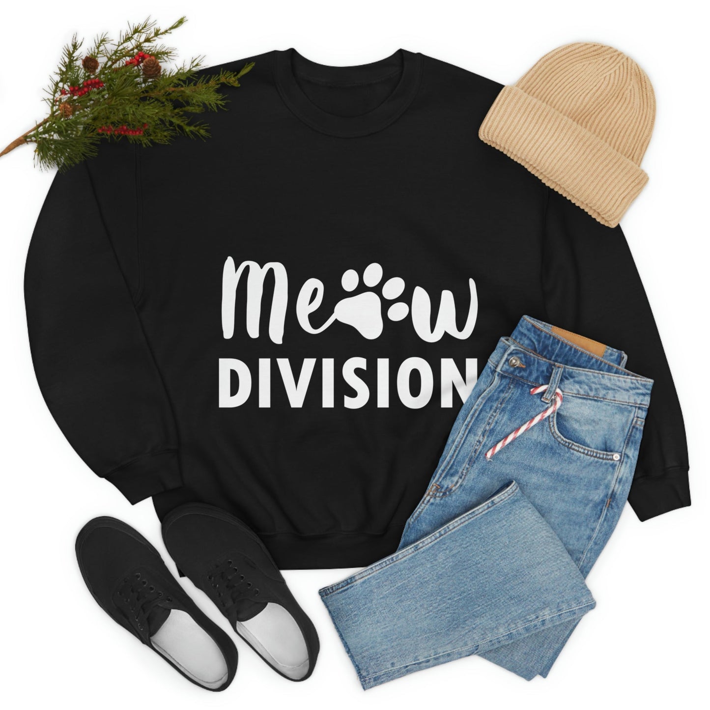 Meow Division Funny Cat Meme Quotes Unisex Heavy Blend™ Crewneck Sweatshirt Ichaku [Perfect Gifts Selection]