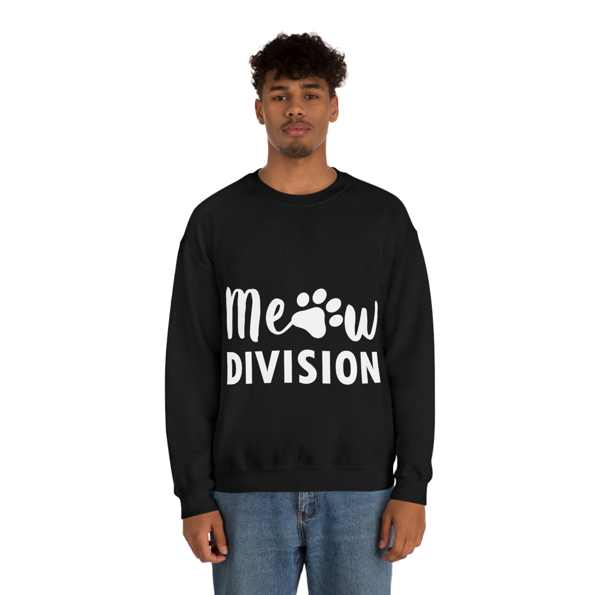 Meow Division Funny Cat Meme Quotes Unisex Heavy Blend™ Crewneck Sweatshirt Ichaku [Perfect Gifts Selection]