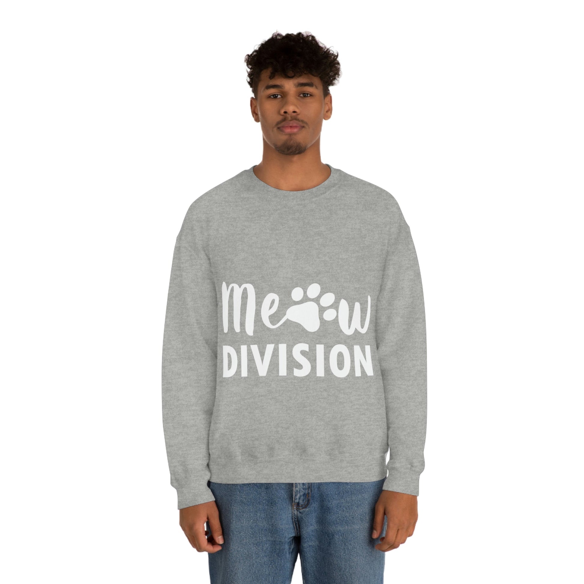 Meow Division Funny Cat Meme Quotes Unisex Heavy Blend™ Crewneck Sweatshirt Ichaku [Perfect Gifts Selection]