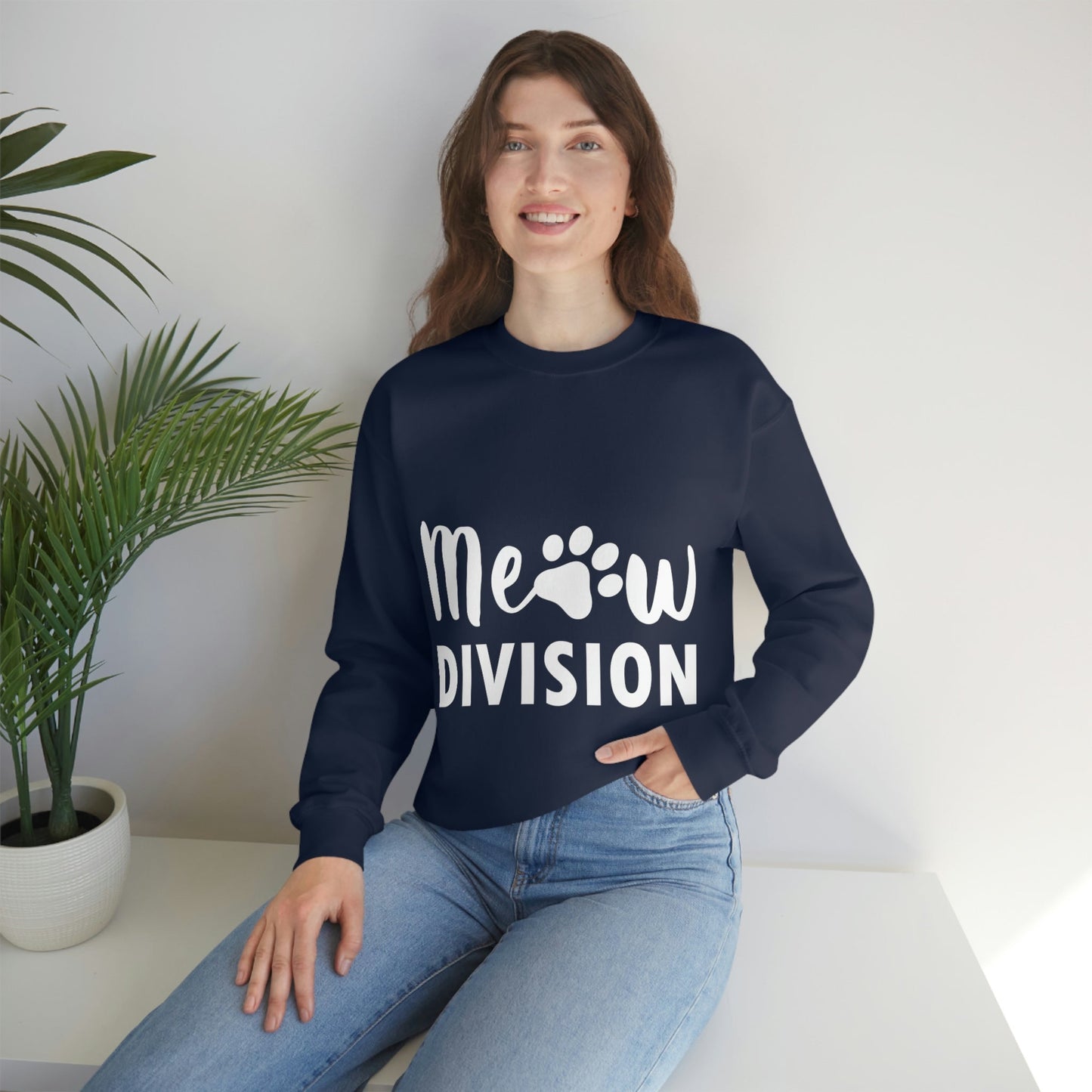 Meow Division Funny Cat Meme Quotes Unisex Heavy Blend™ Crewneck Sweatshirt Ichaku [Perfect Gifts Selection]