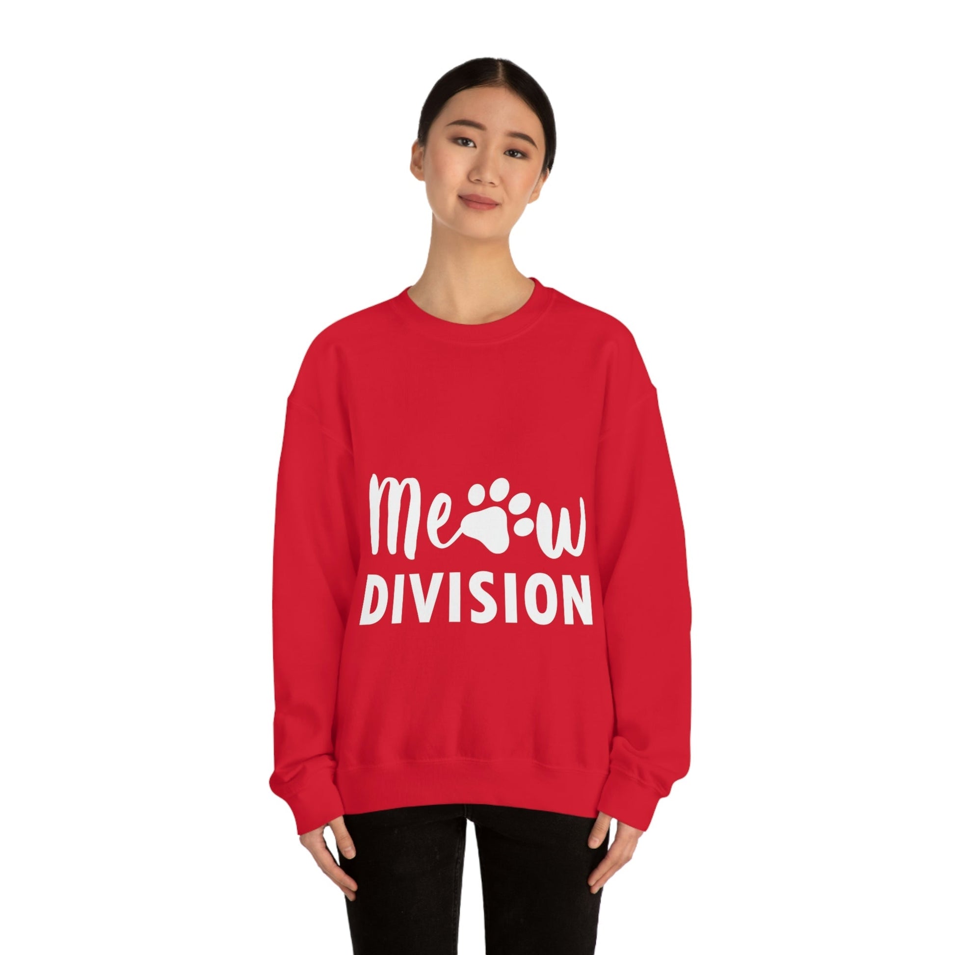 Meow Division Funny Cat Meme Quotes Unisex Heavy Blend™ Crewneck Sweatshirt Ichaku [Perfect Gifts Selection]