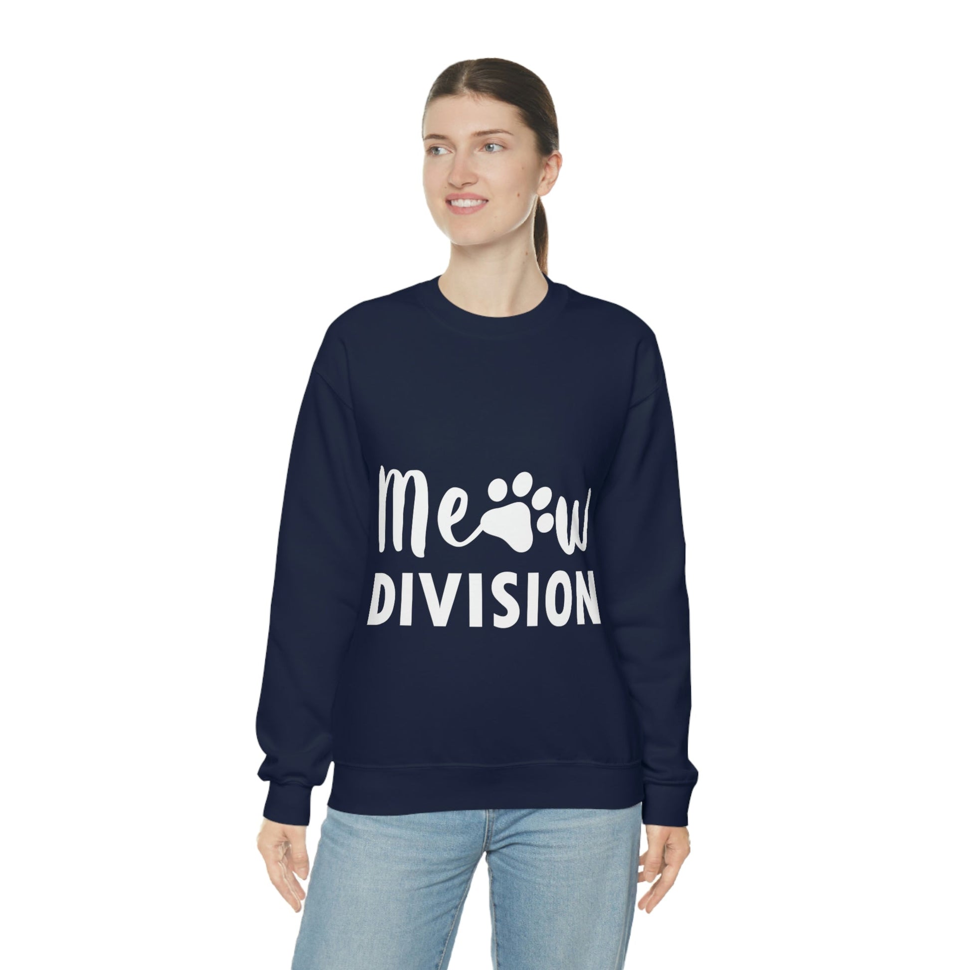 Meow Division Funny Cat Meme Quotes Unisex Heavy Blend™ Crewneck Sweatshirt Ichaku [Perfect Gifts Selection]