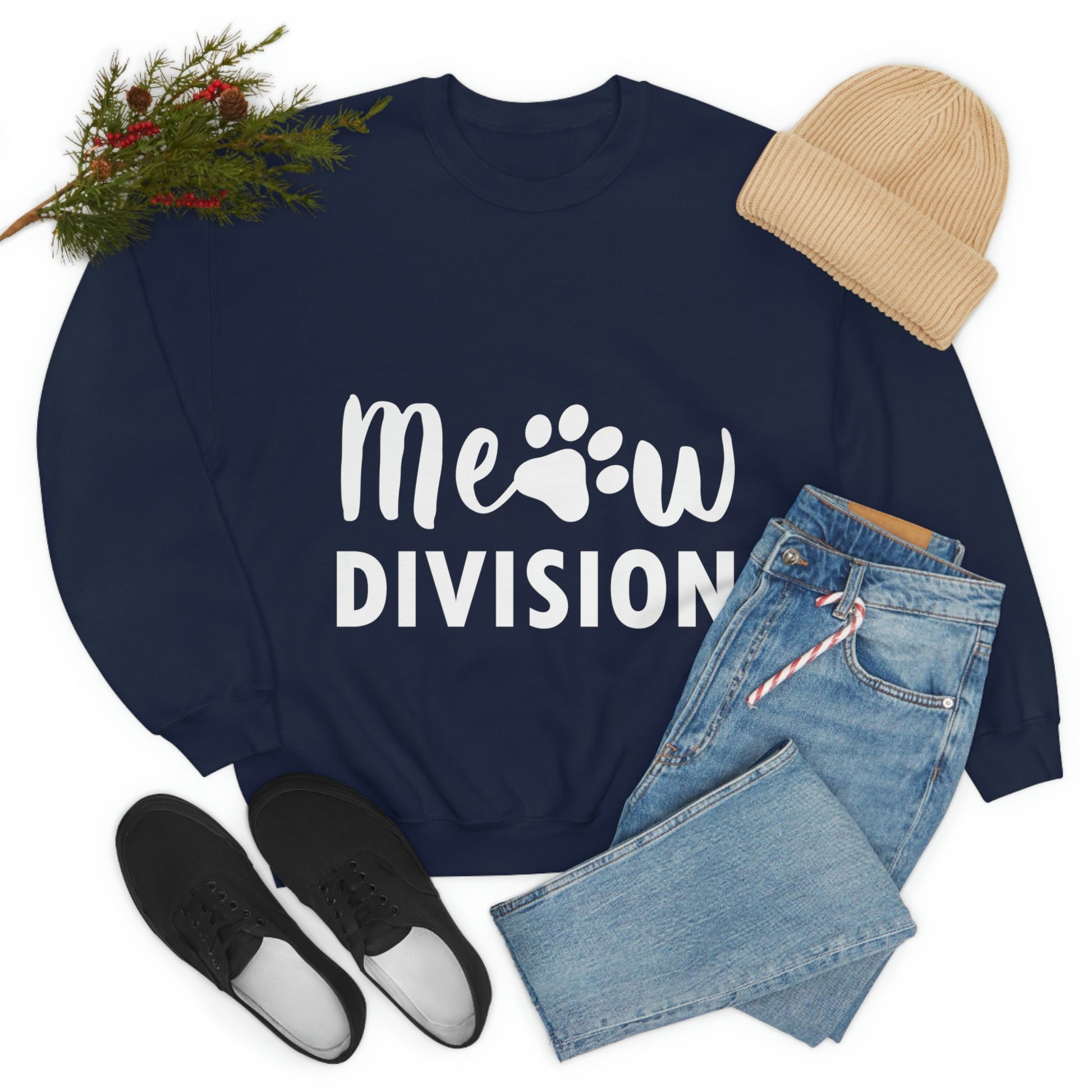 Meow Division Funny Cat Meme Quotes Unisex Heavy Blend™ Crewneck Sweatshirt Ichaku [Perfect Gifts Selection]