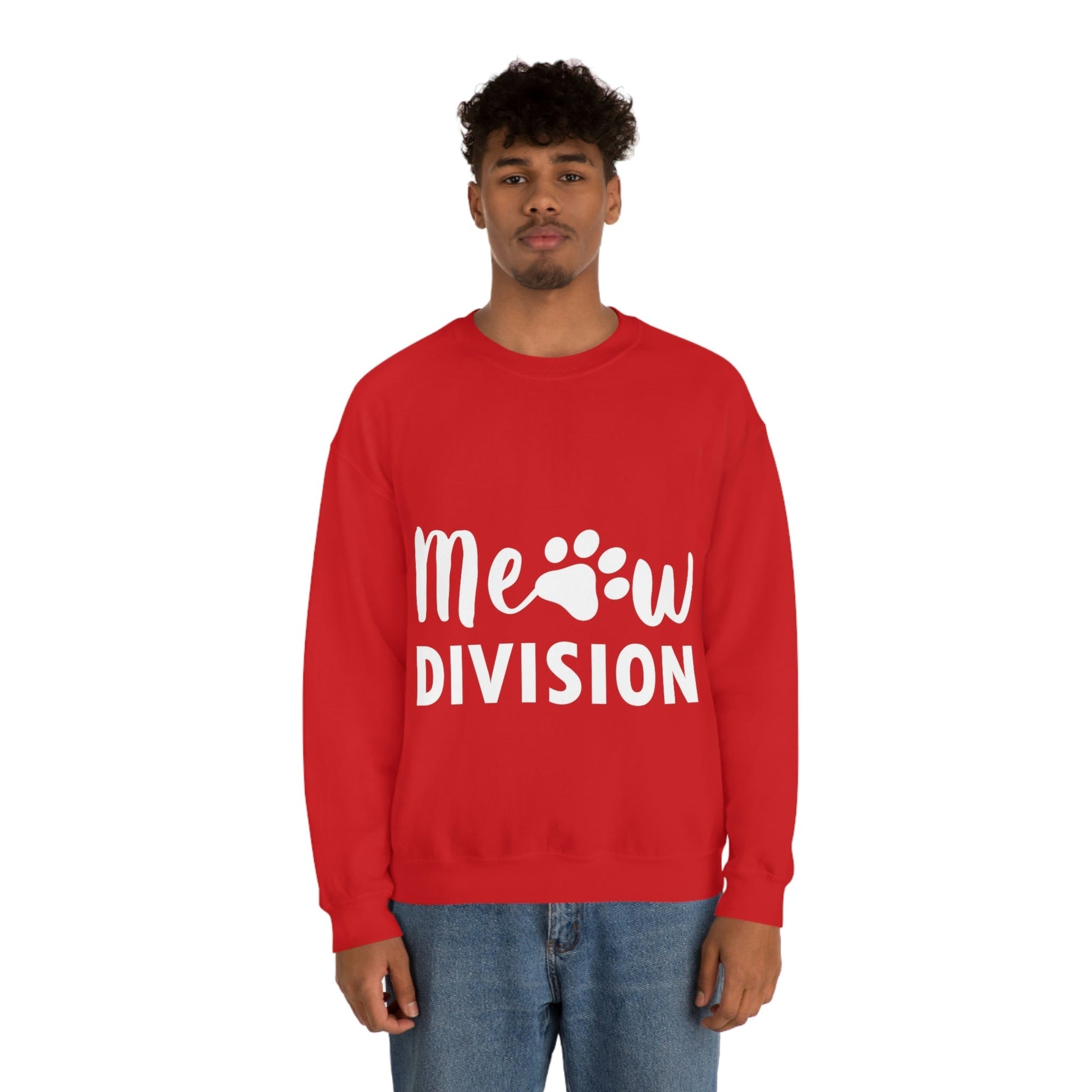 Meow Division Funny Cat Meme Quotes Unisex Heavy Blend™ Crewneck Sweatshirt Ichaku [Perfect Gifts Selection]