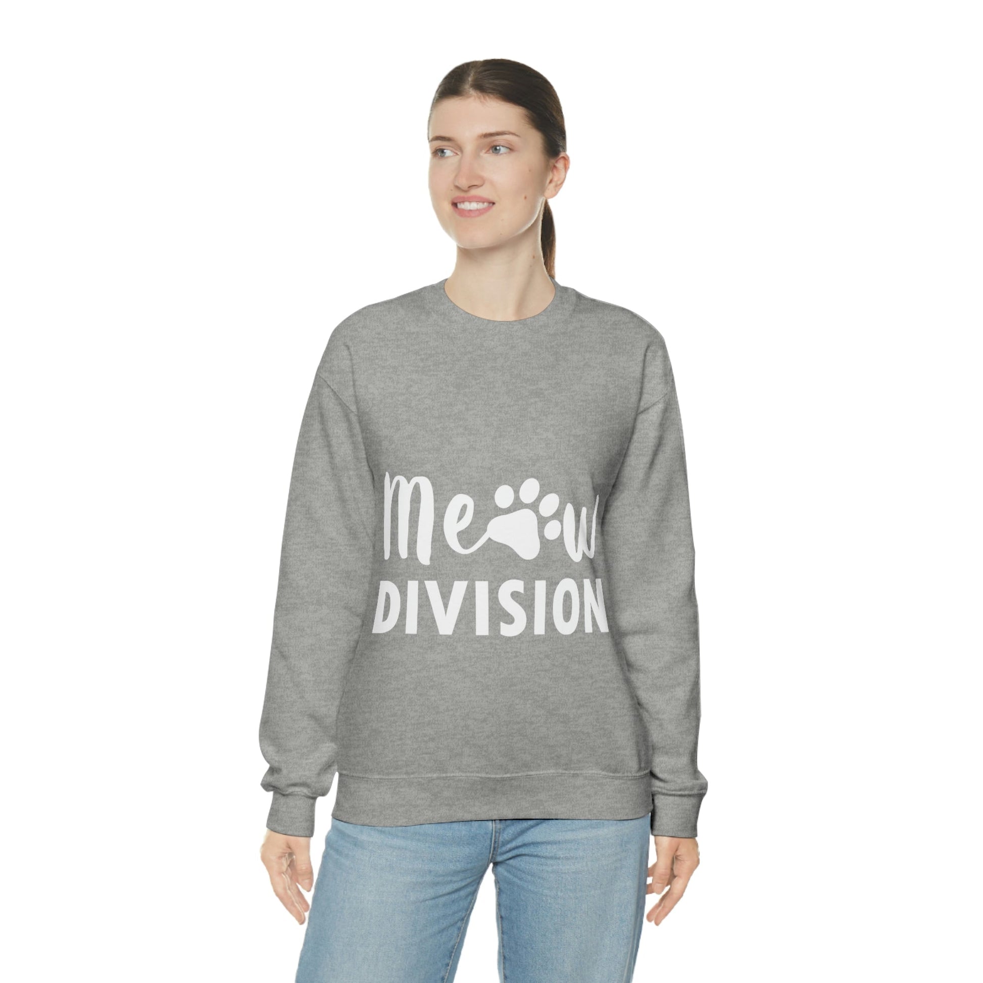 Meow Division Funny Cat Meme Quotes Unisex Heavy Blend™ Crewneck Sweatshirt Ichaku [Perfect Gifts Selection]