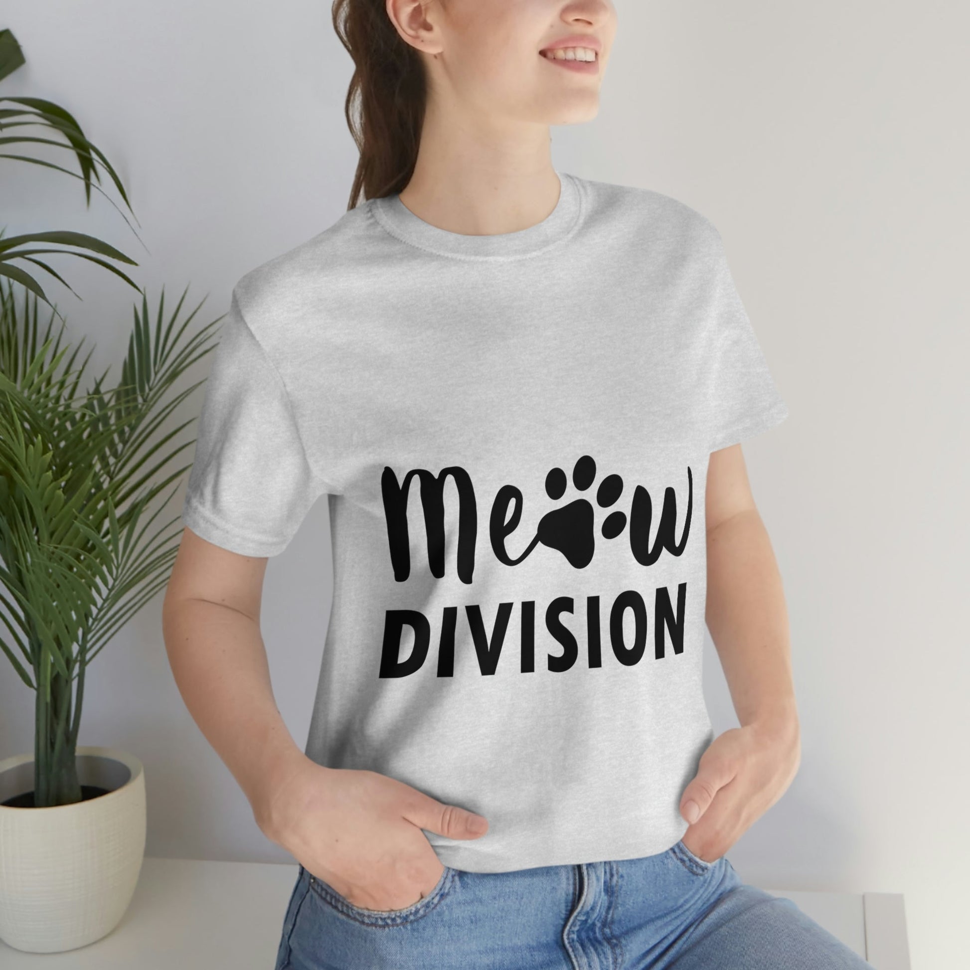 Meow Division Funny Cat Meme Quotes Unisex Jersey Short Sleeve T-Shirt Ichaku [Perfect Gifts Selection]