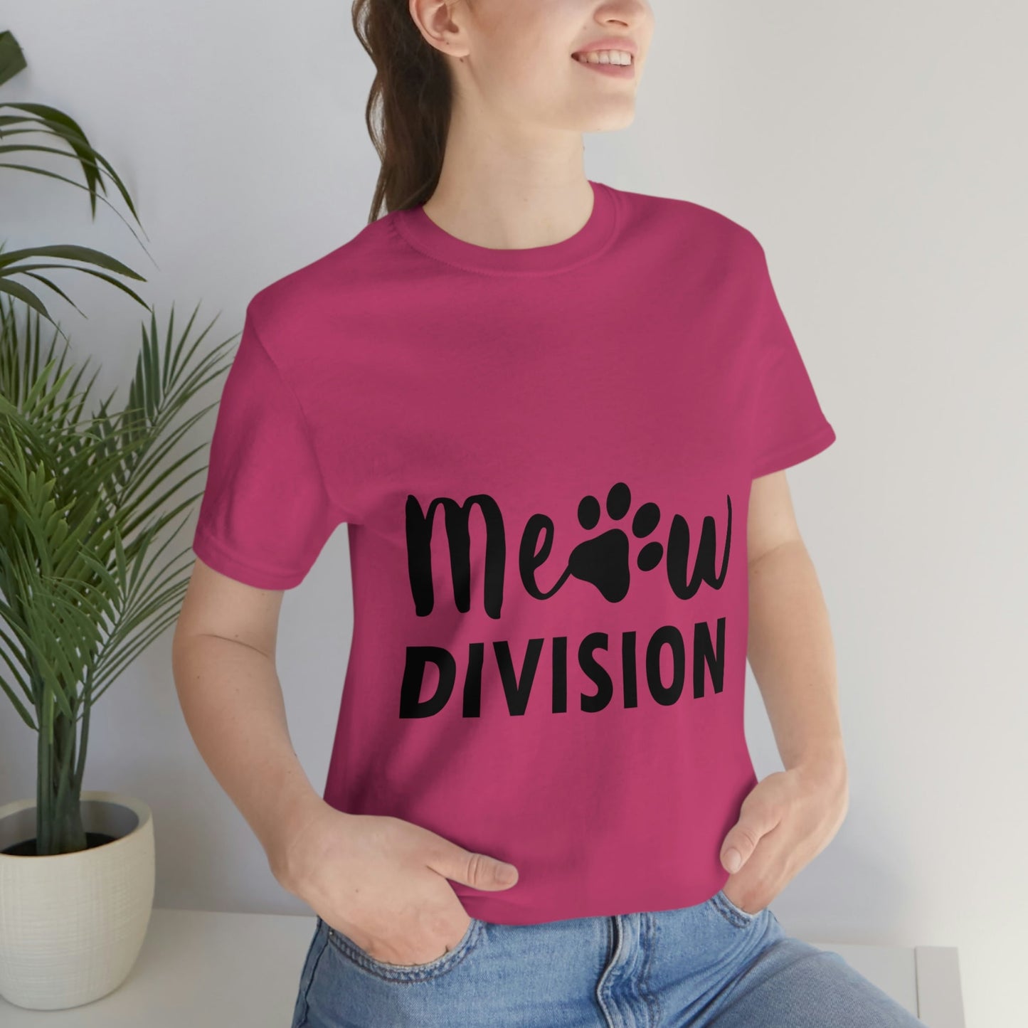 Meow Division Funny Cat Meme Quotes Unisex Jersey Short Sleeve T-Shirt Ichaku [Perfect Gifts Selection]