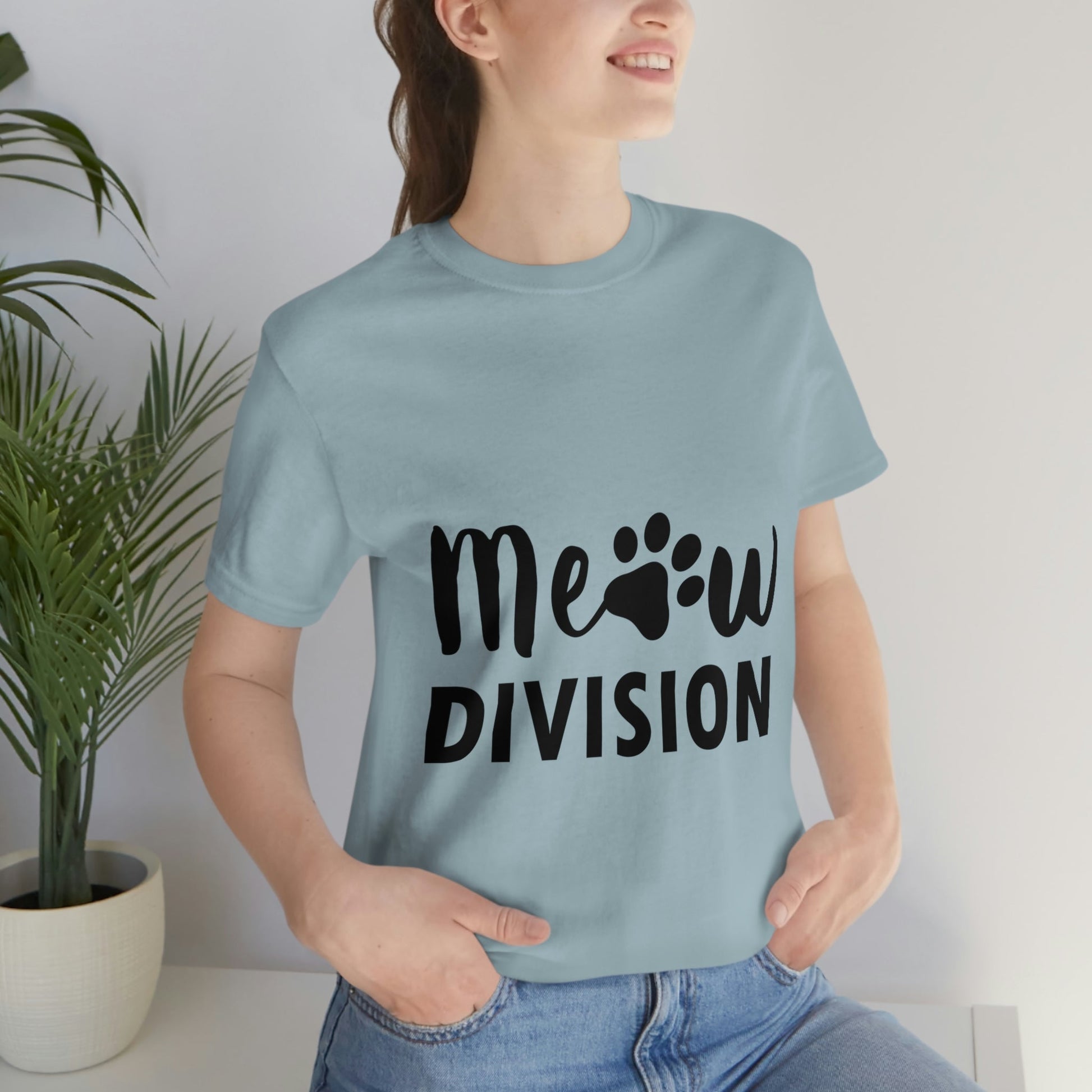 Meow Division Funny Cat Meme Quotes Unisex Jersey Short Sleeve T-Shirt Ichaku [Perfect Gifts Selection]