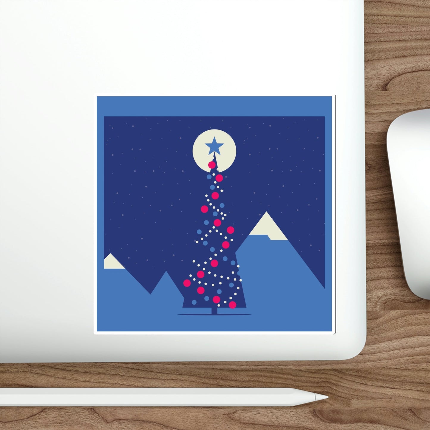 Merry Christmas Card Happy New Year Poster Minimal Modern Art Die-Cut Sticker Ichaku [Perfect Gifts Selection]