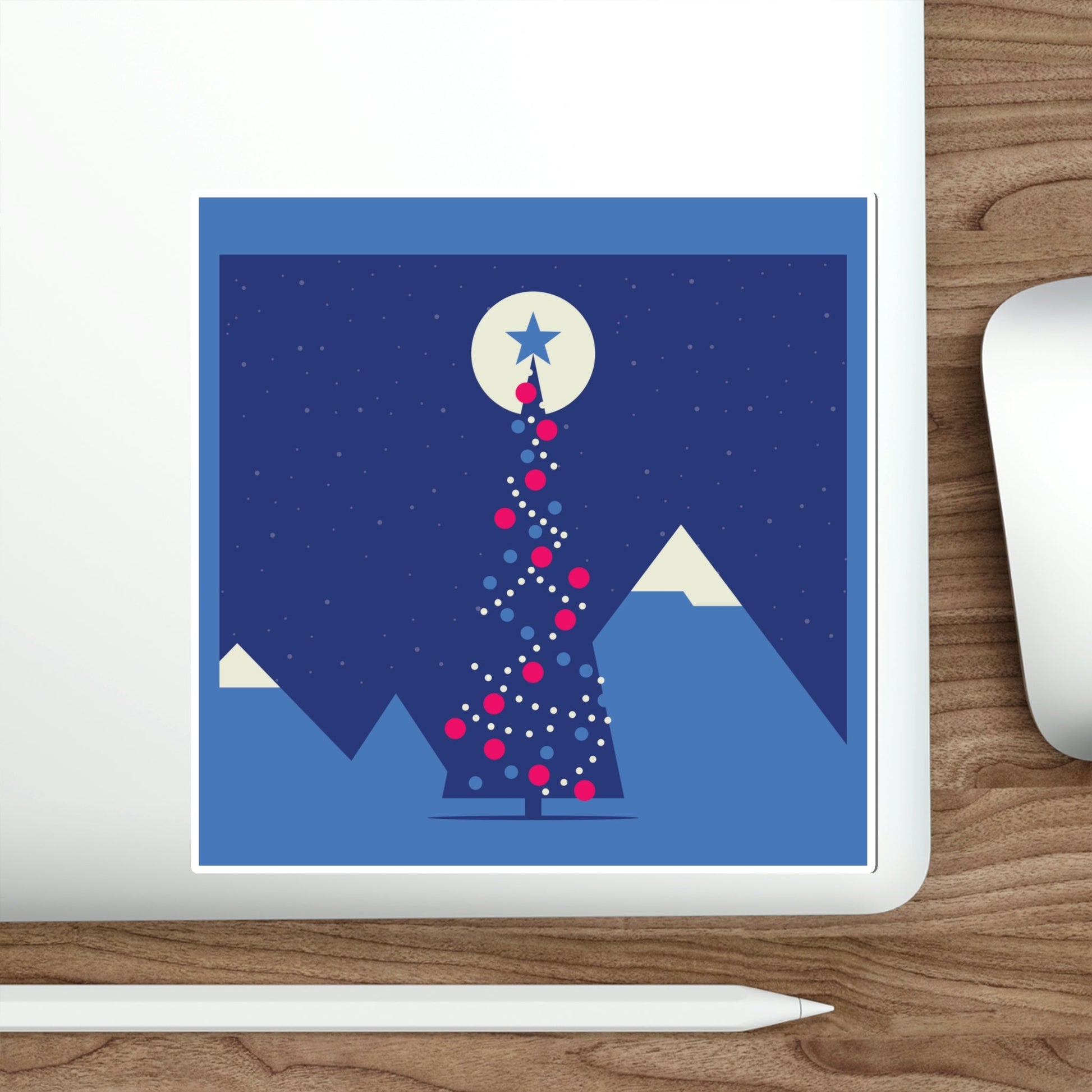 Merry Christmas Card Happy New Year Poster Minimal Modern Art Die-Cut Sticker Ichaku [Perfect Gifts Selection]