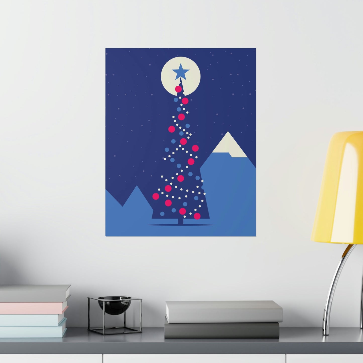 Merry Christmas Card Happy New Year Poster Minimal Modern Art Premium Matte Vertical Posters Ichaku [Perfect Gifts Selection]