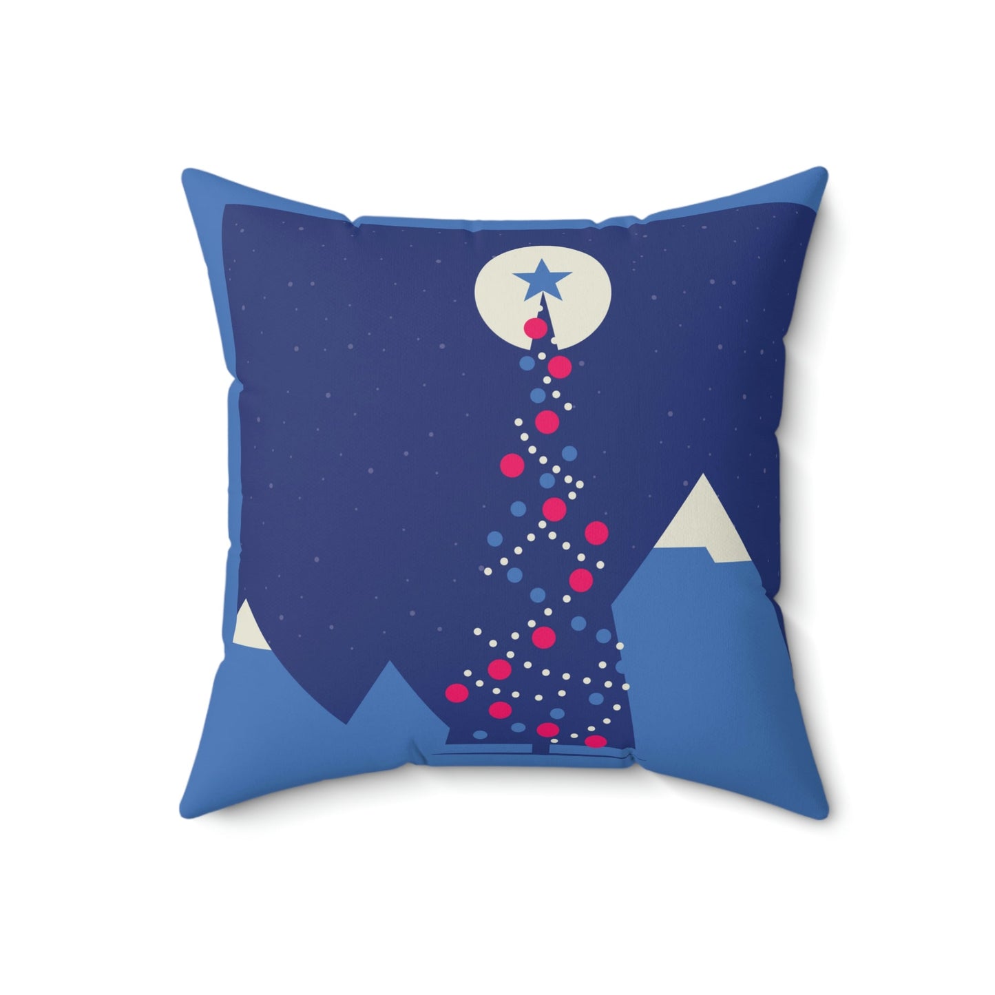Merry Christmas Card Happy New Year Poster Minimal Modern Art Spun Polyester Square Pillow Ichaku [Perfect Gifts Selection]