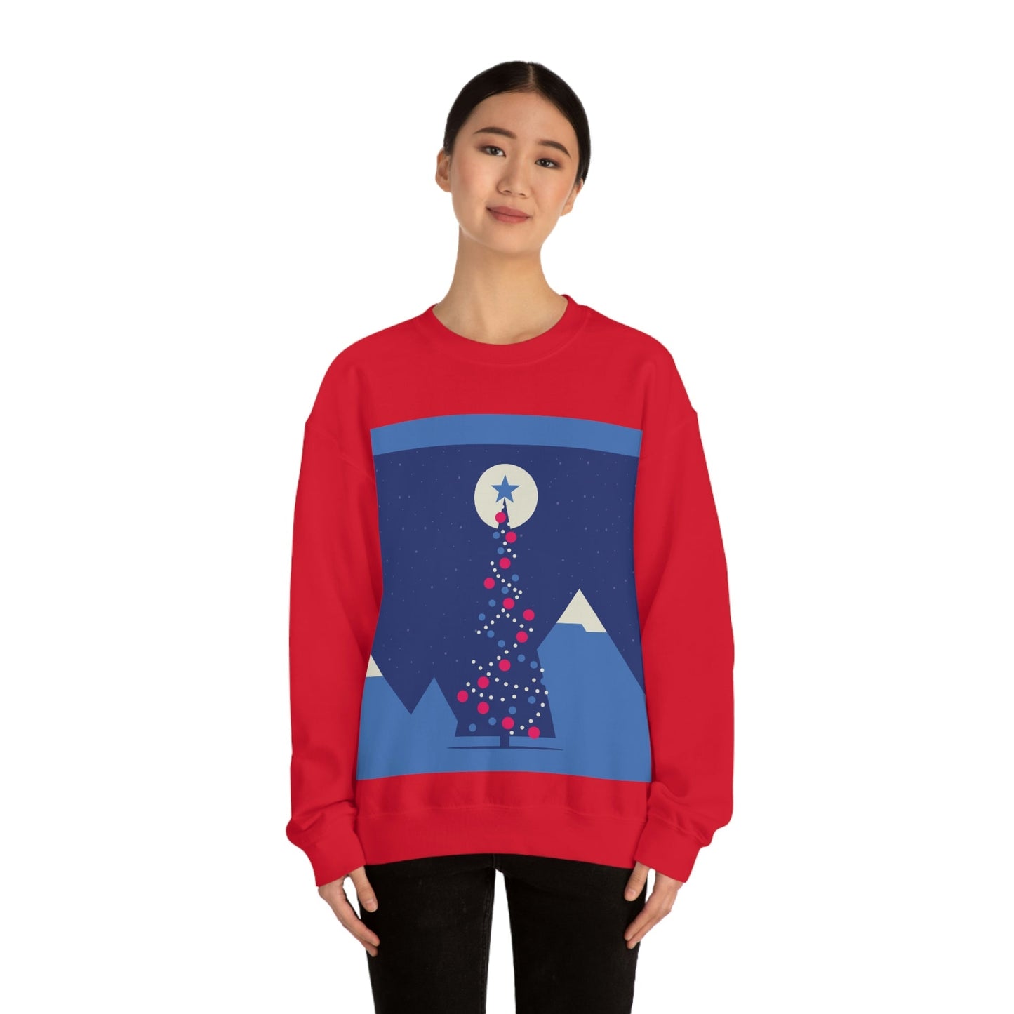 Merry Christmas Card Happy New Year Poster Minimal Modern Art Unisex Heavy Blend™ Crewneck Sweatshirt Ichaku [Perfect Gifts Selection]