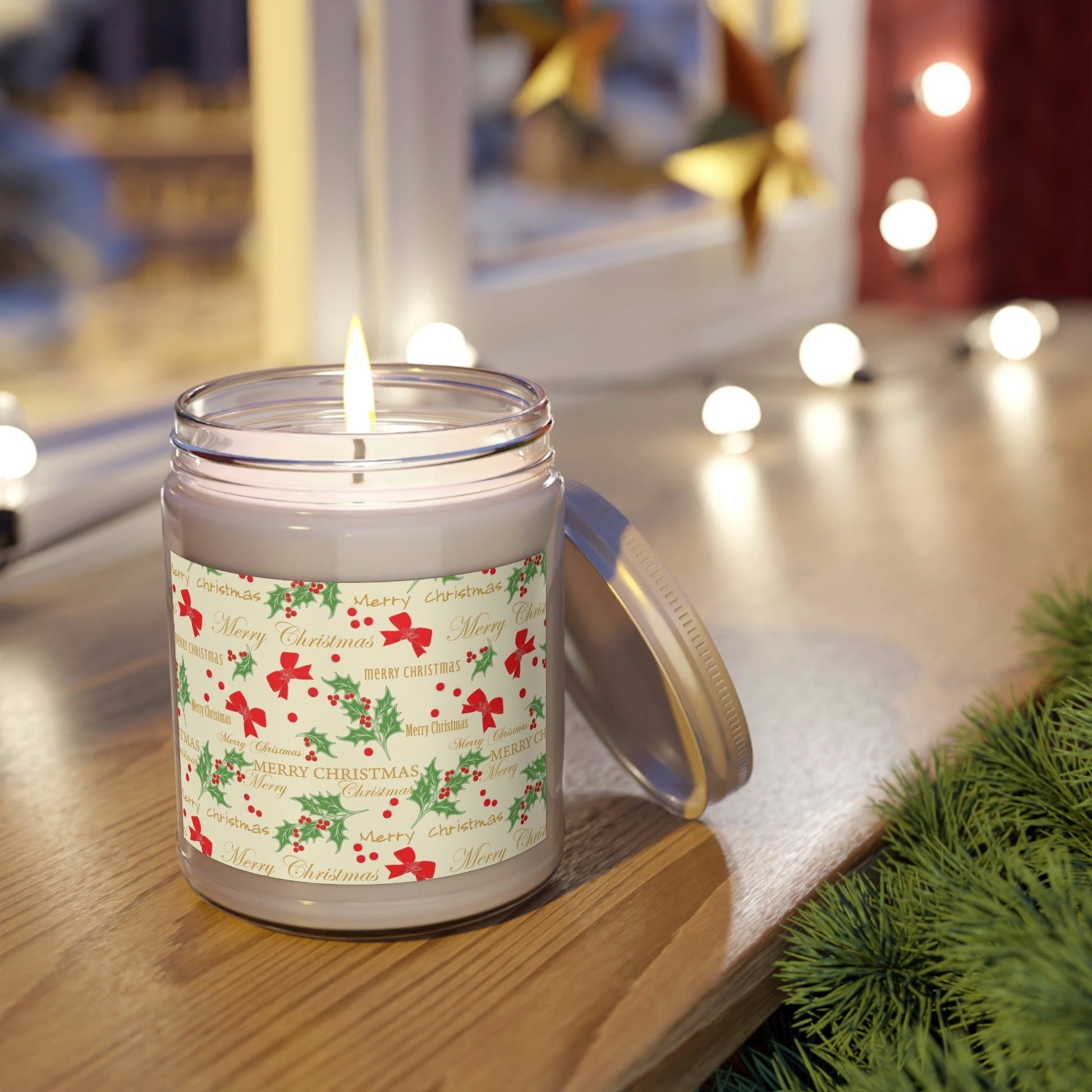 Merry Christmas Premium Scented Candle Up to 60h Soy Wax 9oz Ichaku [Perfect Gifts Selection]