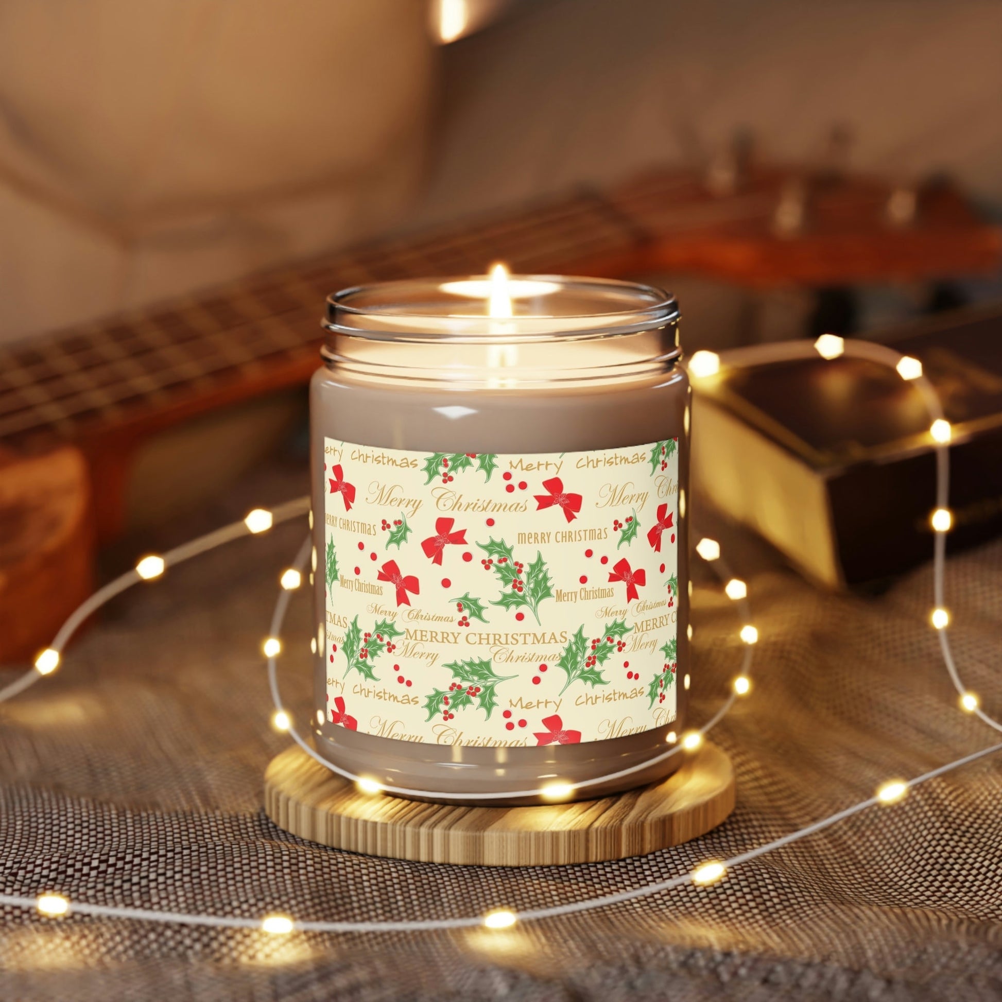 Merry Christmas Premium Scented Candle Up to 60h Soy Wax 9oz Ichaku [Perfect Gifts Selection]