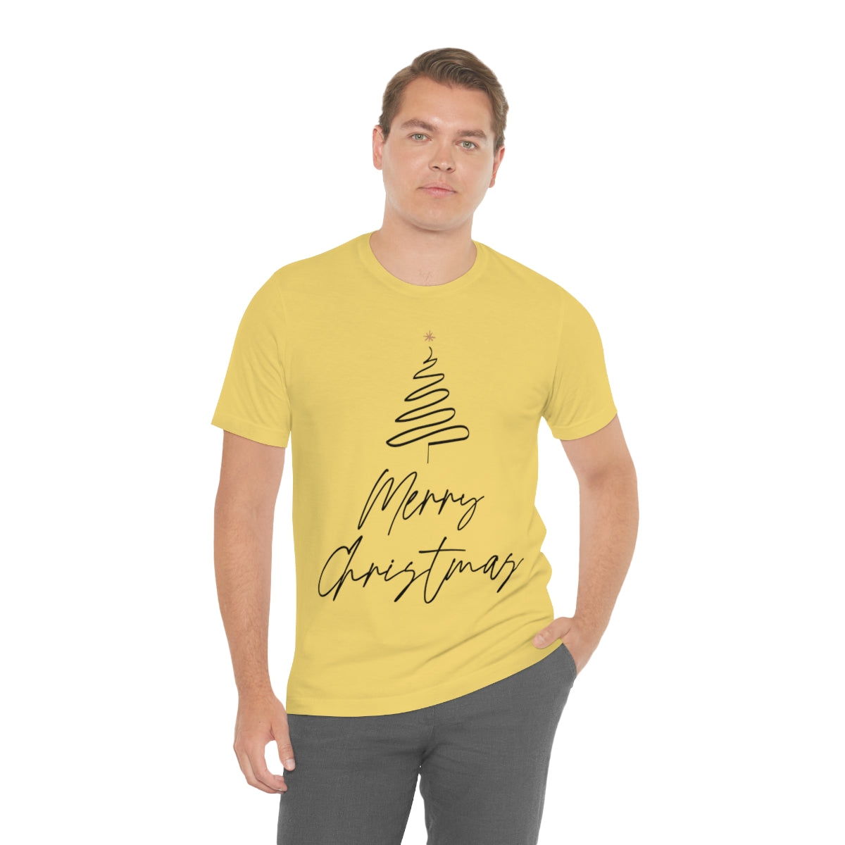 Merry Christmas Tree Gift New Year Slogan Unisex Jersey Short Sleeve T-Shirt Ichaku [Perfect Gifts Selection]