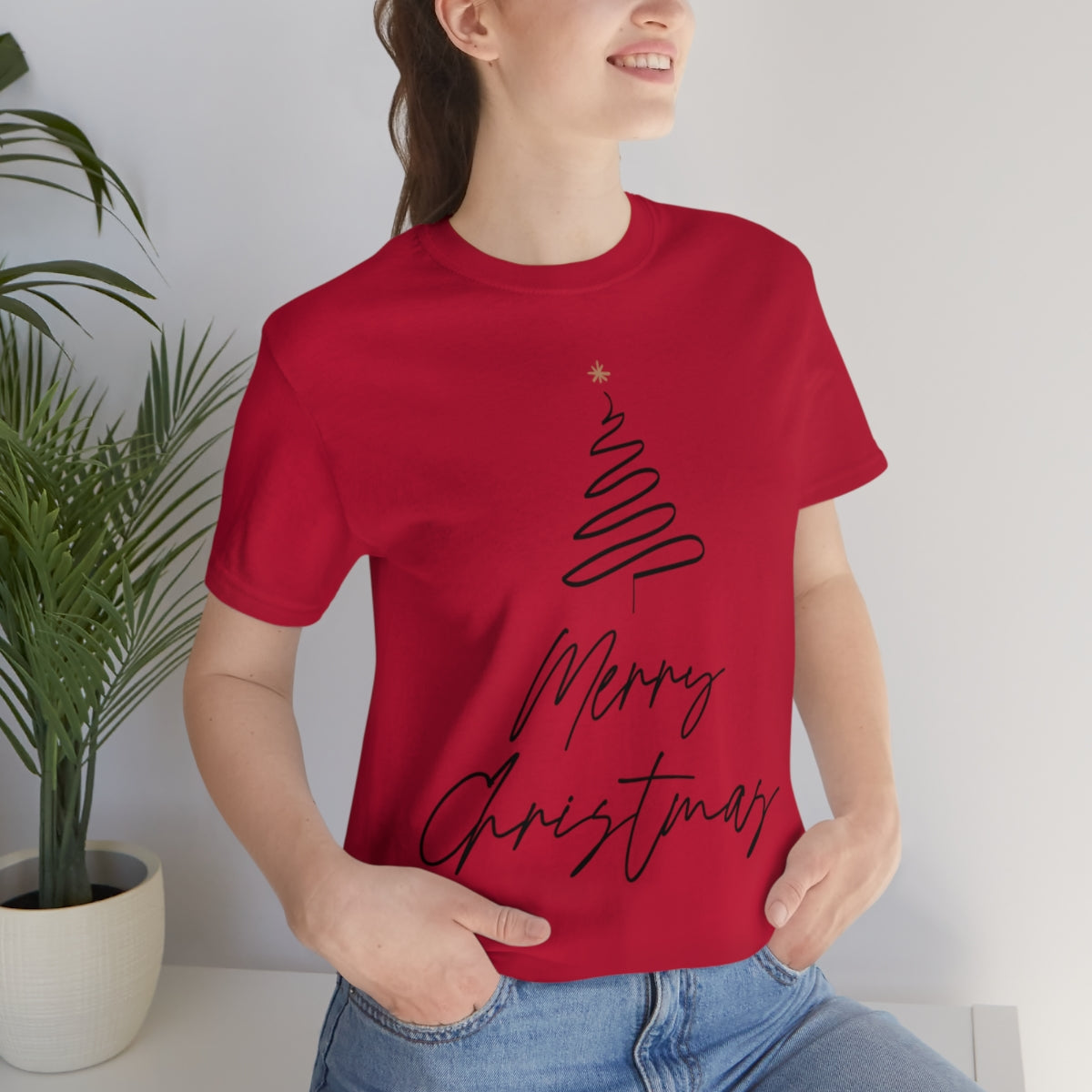 Merry Christmas Tree Gift New Year Slogan Unisex Jersey Short Sleeve T-Shirt Ichaku [Perfect Gifts Selection]