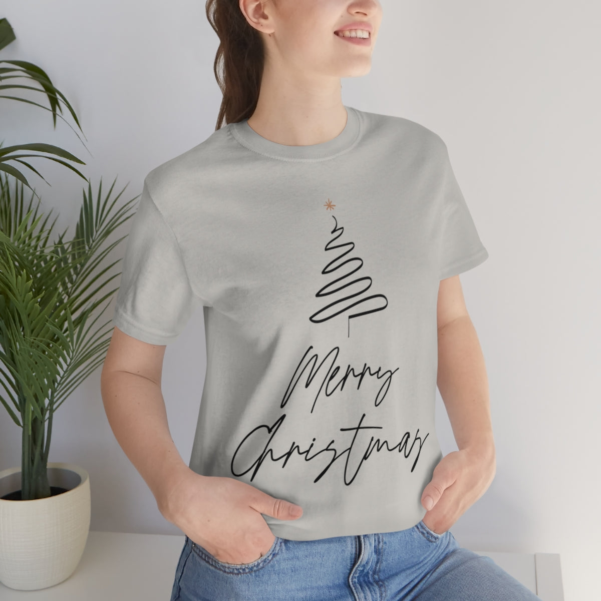 Merry Christmas Tree Gift New Year Slogan Unisex Jersey Short Sleeve T-Shirt Ichaku [Perfect Gifts Selection]