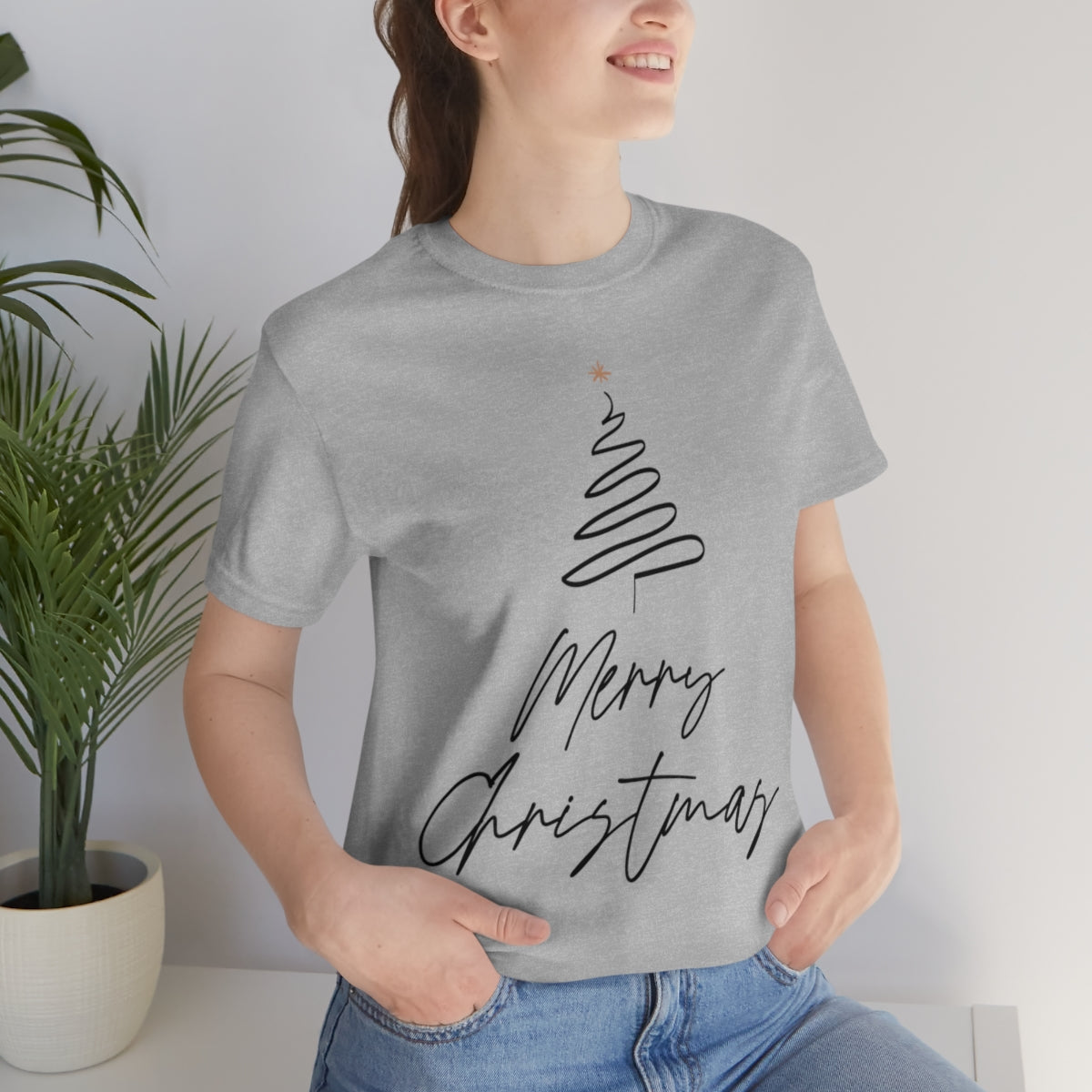 Merry Christmas Tree Gift New Year Slogan Unisex Jersey Short Sleeve T-Shirt Ichaku [Perfect Gifts Selection]