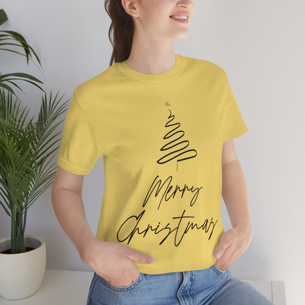 Merry Christmas Tree Gift New Year Slogan Unisex Jersey Short Sleeve T-Shirt Ichaku [Perfect Gifts Selection]