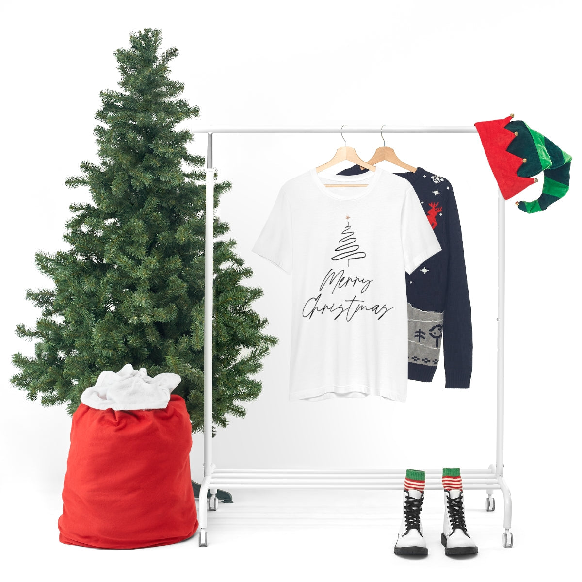 Merry Christmas Tree Gift New Year Slogan Unisex Jersey Short Sleeve T-Shirt Ichaku [Perfect Gifts Selection]