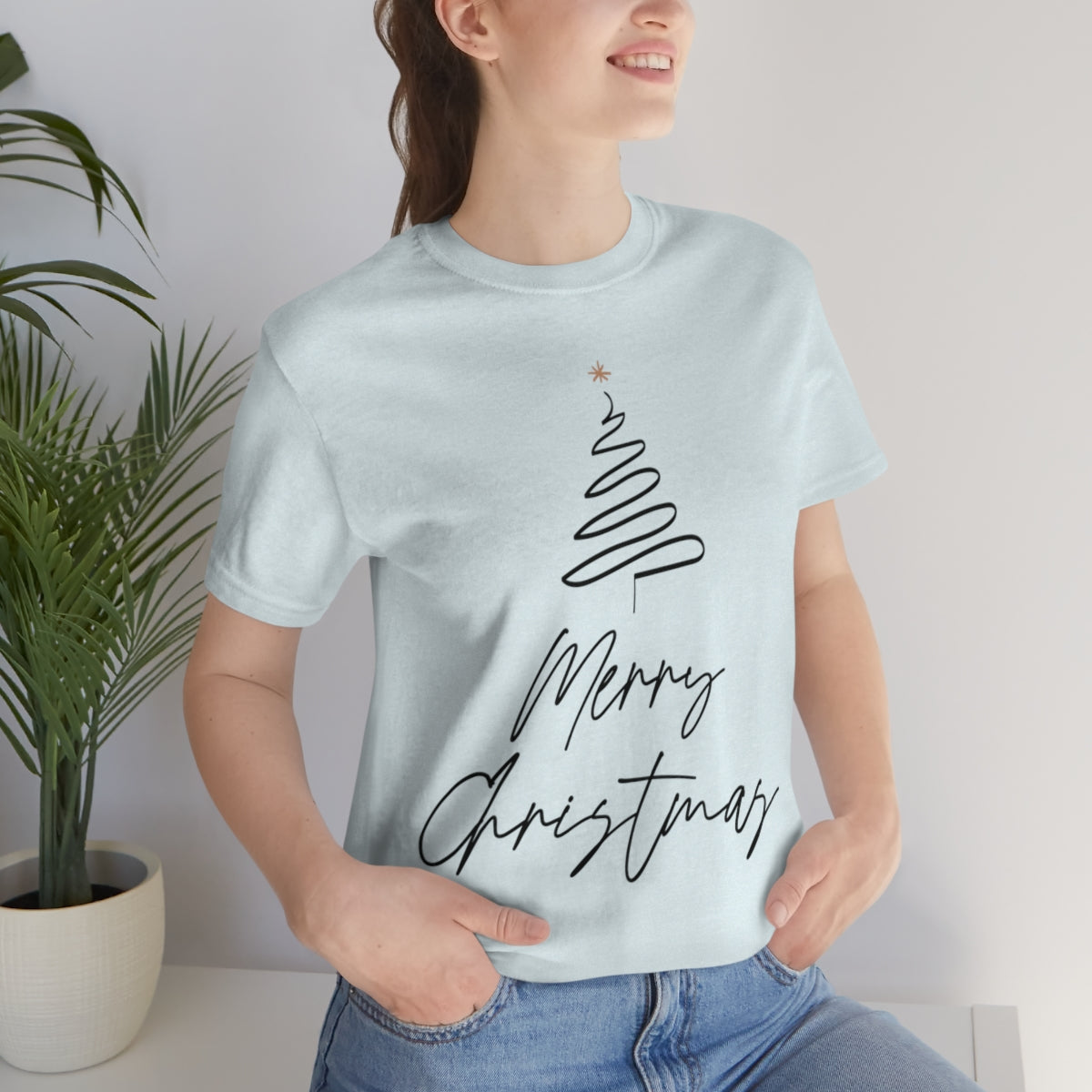 Merry Christmas Tree Gift New Year Slogan Unisex Jersey Short Sleeve T-Shirt Ichaku [Perfect Gifts Selection]