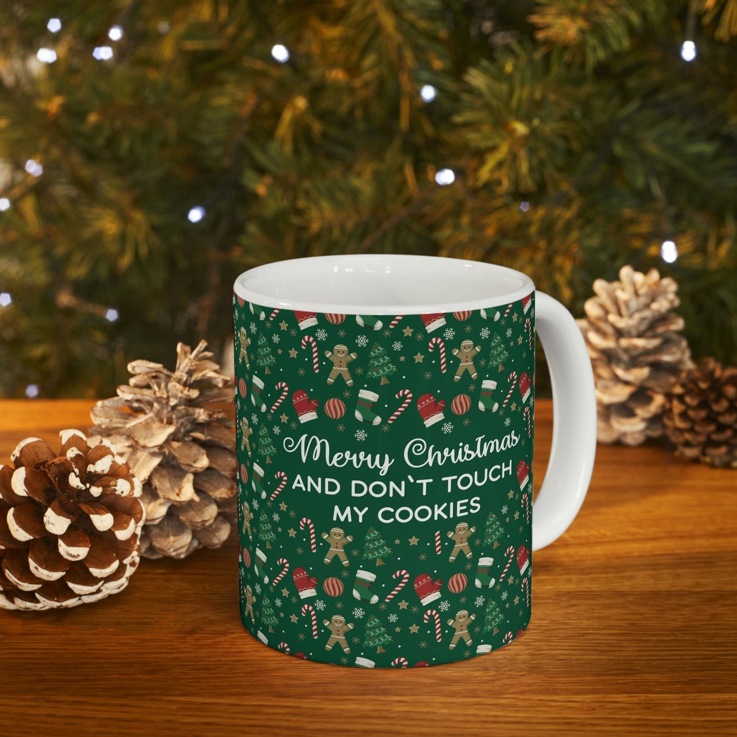 Merry Christmas and Don't Touch my Cookies Quotes Ceramic Mug 11oz Ichaku [Perfect Gifts Selection]