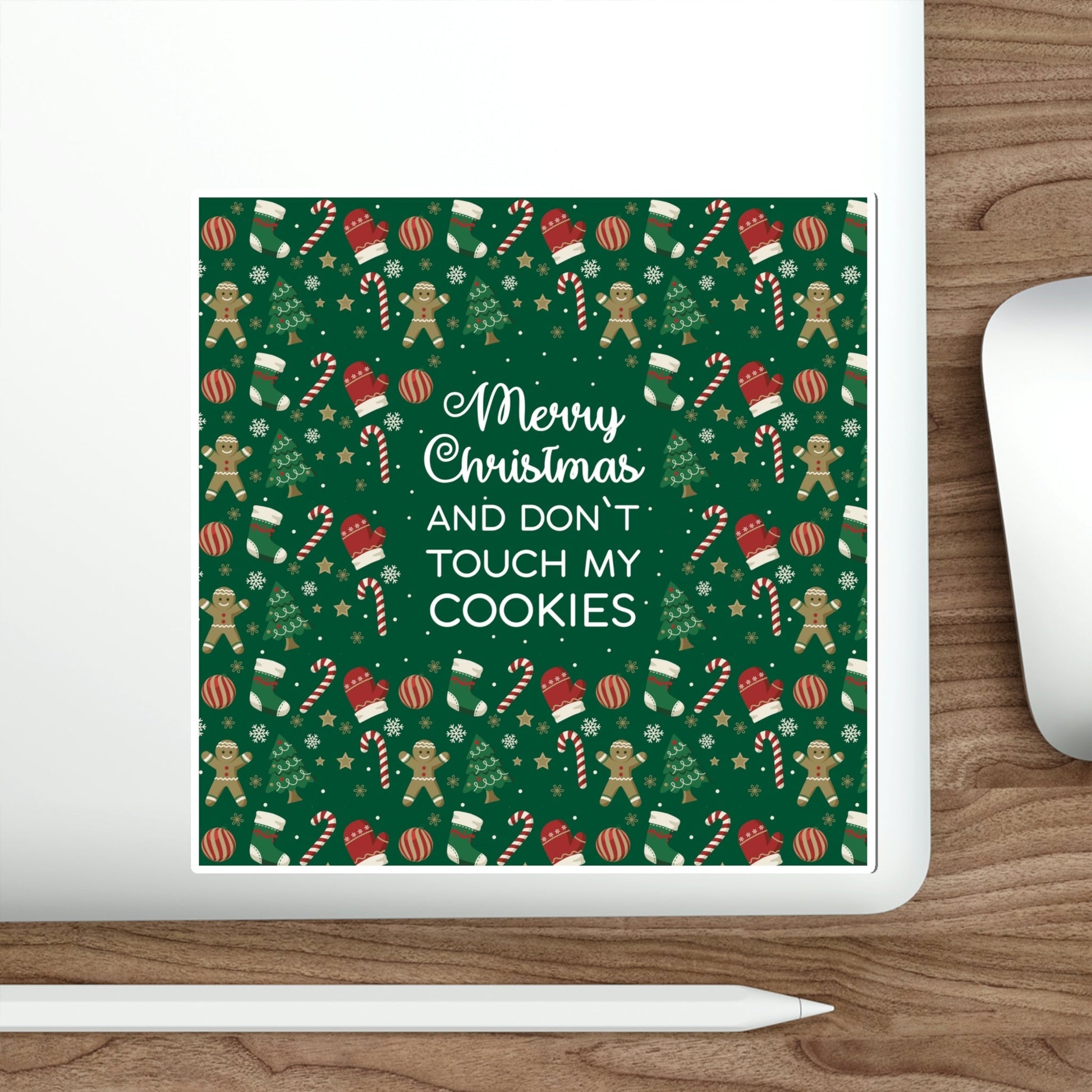 Merry Christmas and Don't Touch my Cookies Quotes Die-Cut Sticker Ichaku [Perfect Gifts Selection]