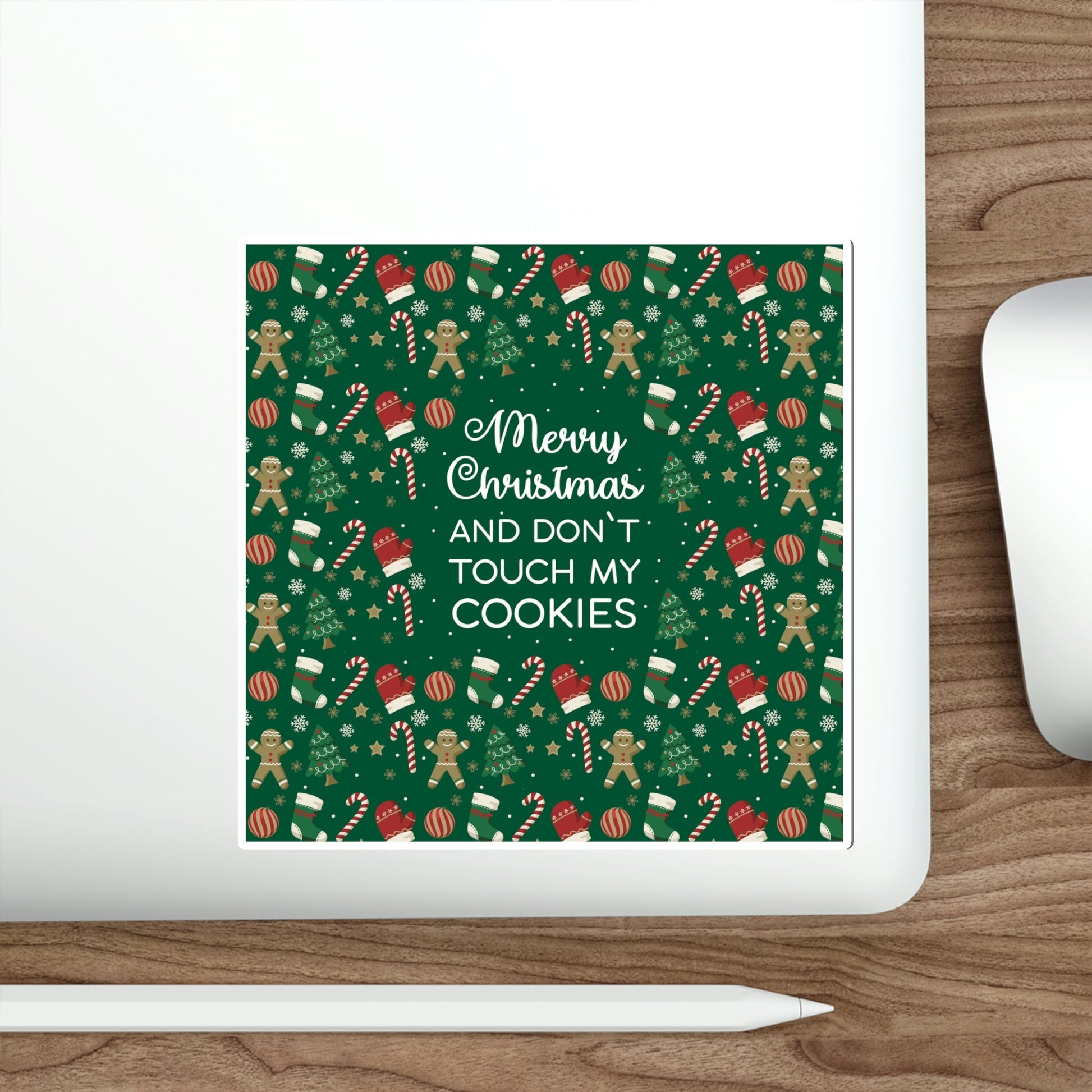 Merry Christmas and Don't Touch my Cookies Quotes Die-Cut Sticker Ichaku [Perfect Gifts Selection]