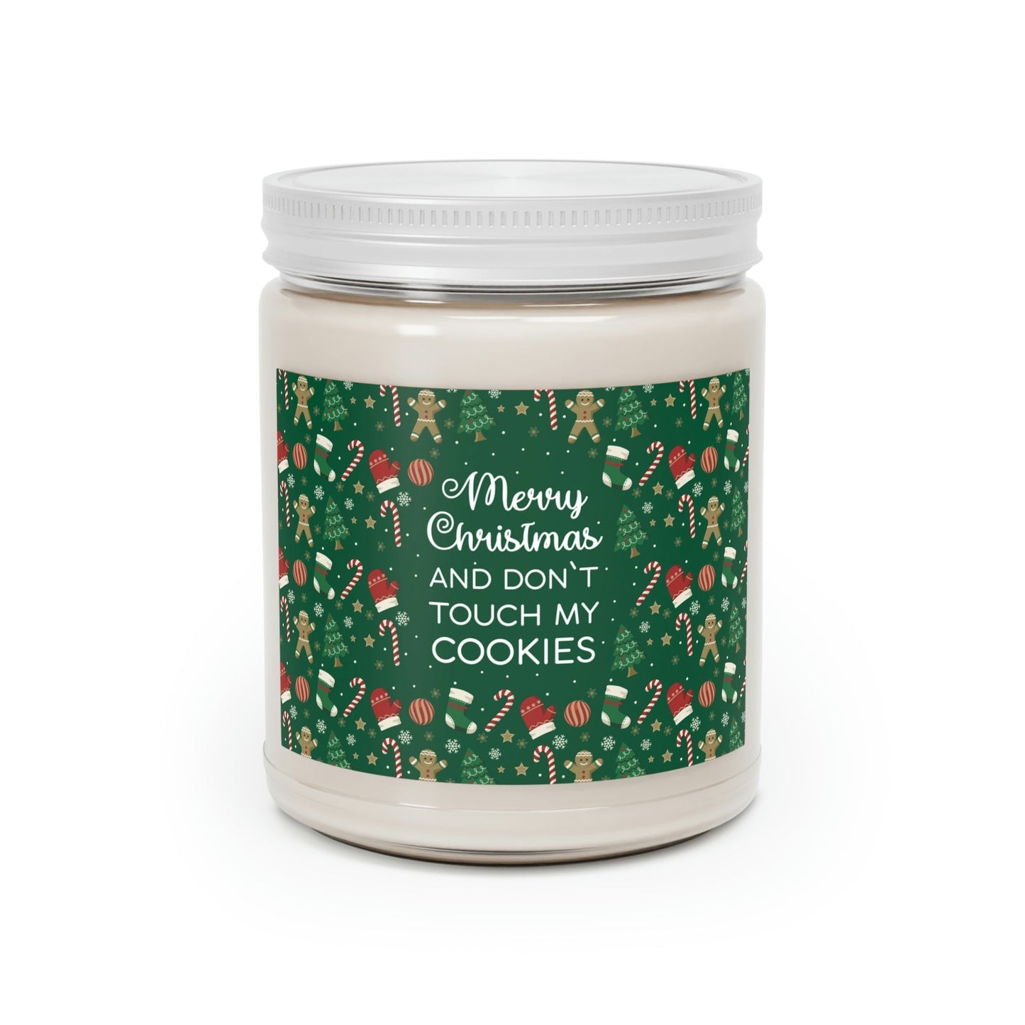 Merry Christmas and Don't Touch my Cookies Quotes Scented Candle Up to 60hSoy Wax 9oz Ichaku [Perfect Gifts Selection]